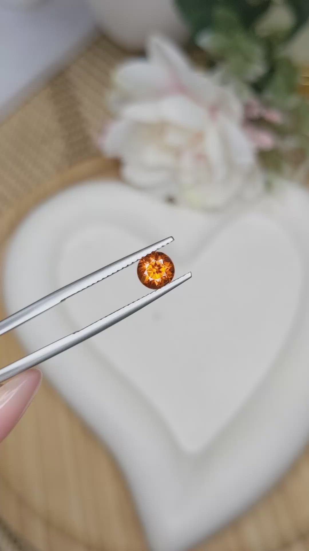 0.88 Ct. Orange Hessonite Garnet from Madagascar Size Video