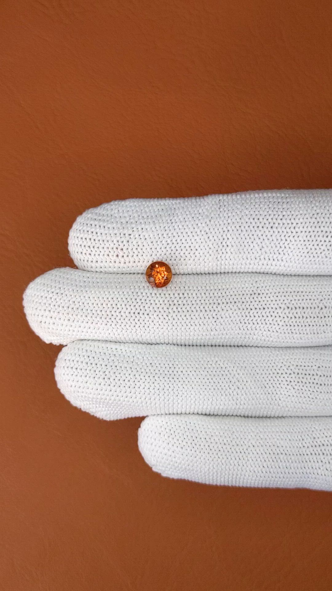 0.88 Ct. Orange Hessonite Garnet from Madagascar Size Video