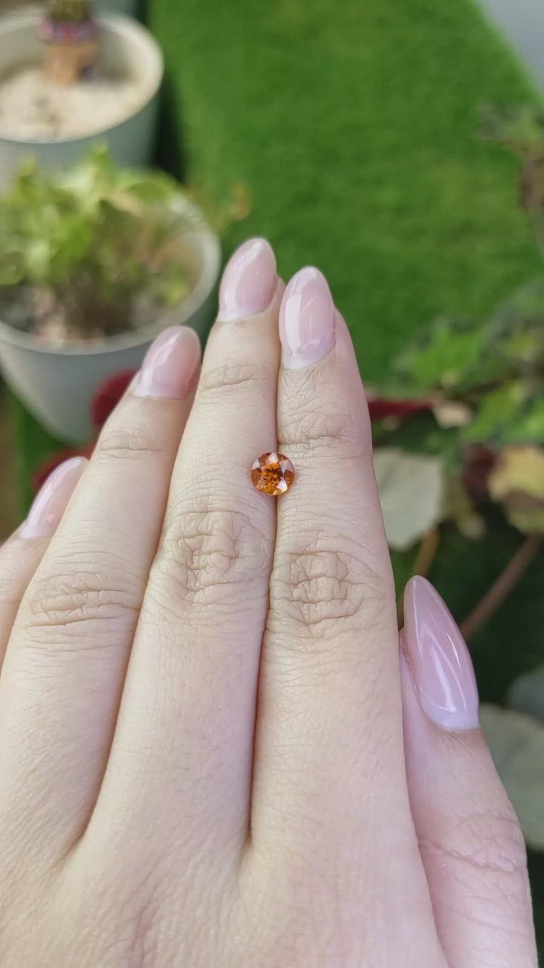 0.88 Ct. Orange Hessonite Garnet from Madagascar Size Video