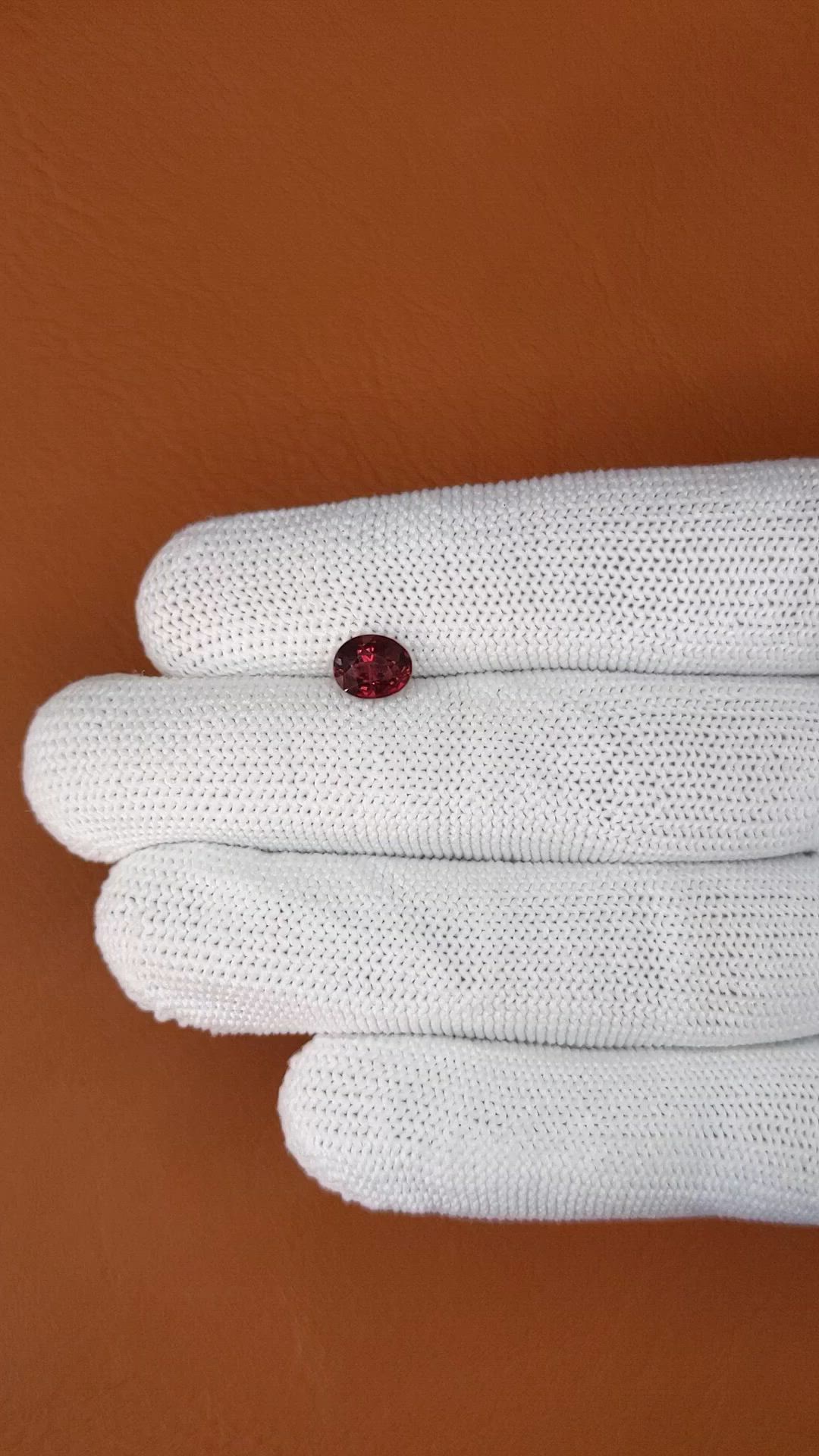 1.22 Ct. Red Almandine Garnet from Mozambique Size Video