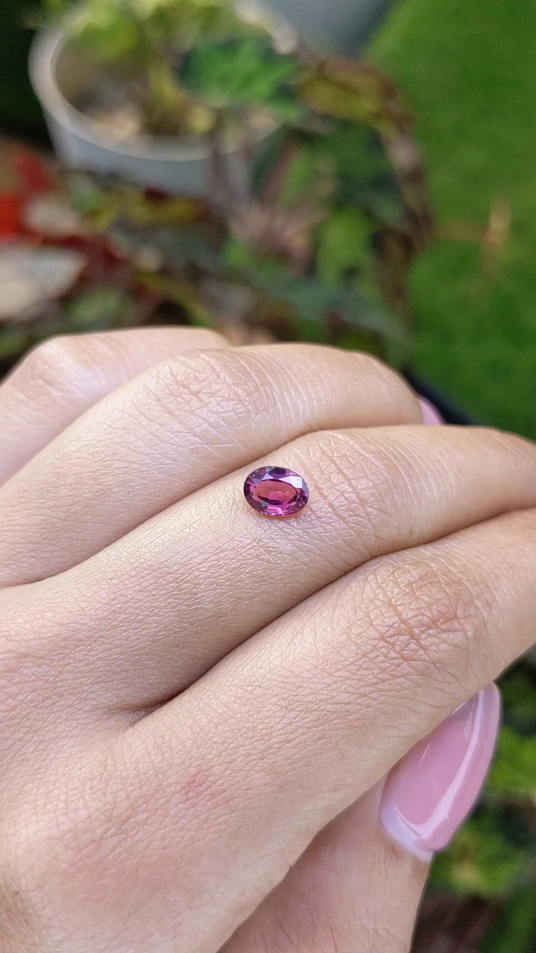 1.03 Ct. Pinkish Purple Rhodolite Garnet from Mozambique Size Video