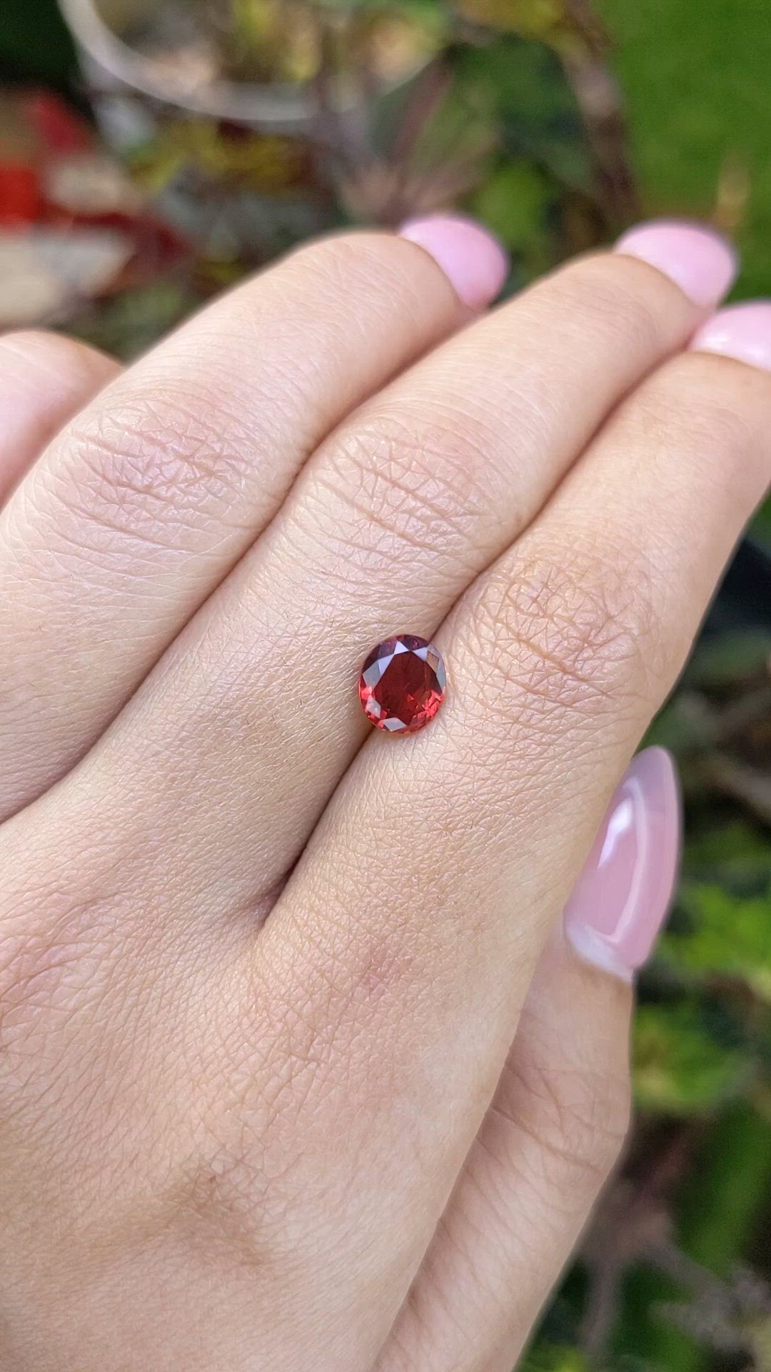 1.30 Ct. Orangish Red Almandine Garnet from Mozambique Size Video