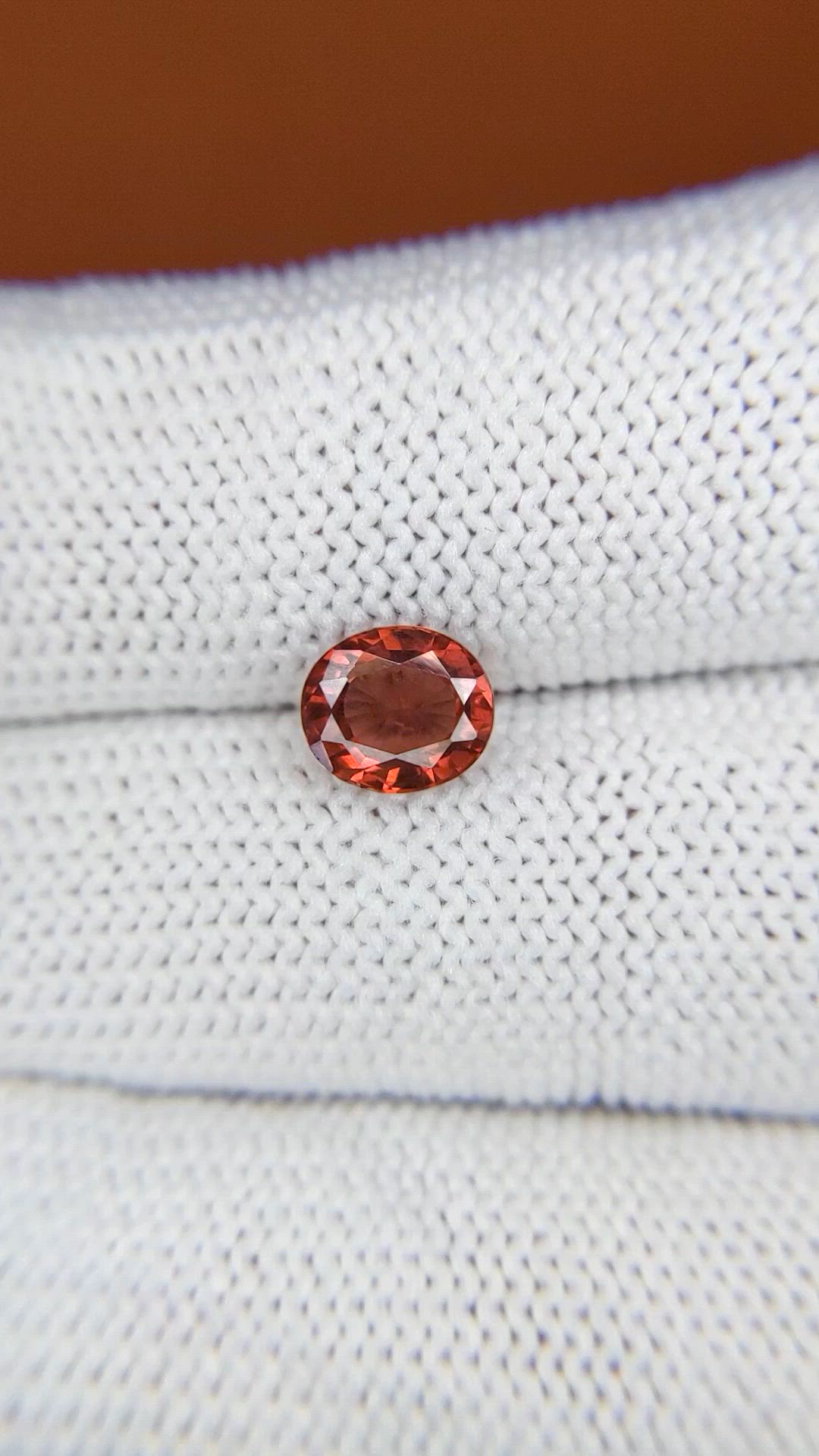 1.30 Ct. Orangish Red Almandine Garnet from Mozambique Size Video