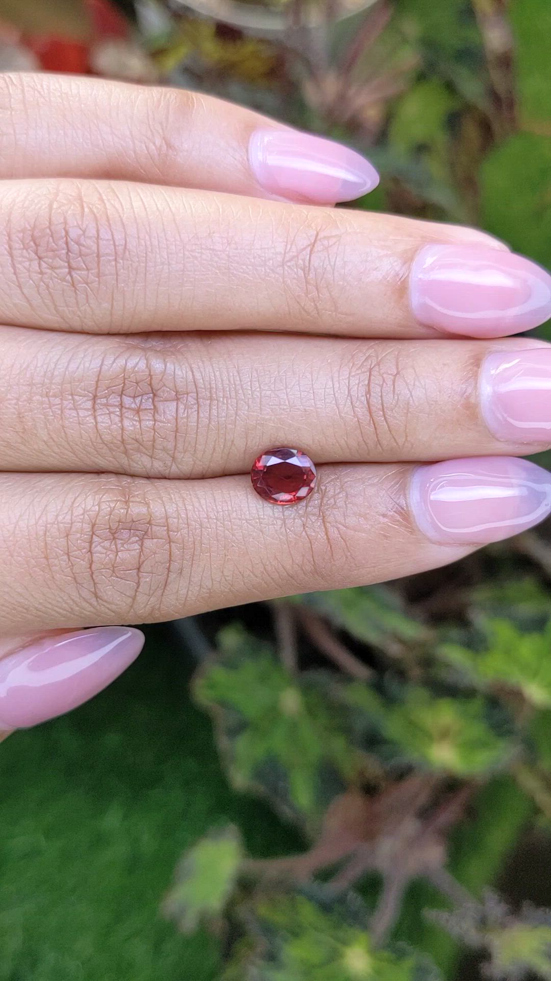 1.30 Ct. Orangish Red Almandine Garnet from Mozambique Size Video