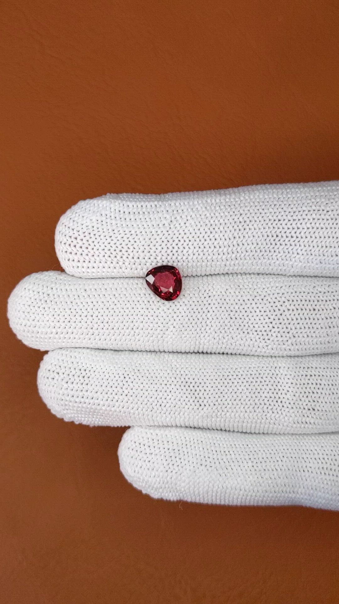 1.49 Ct. Red Rhodolite Garnet from Mozambique Size Video