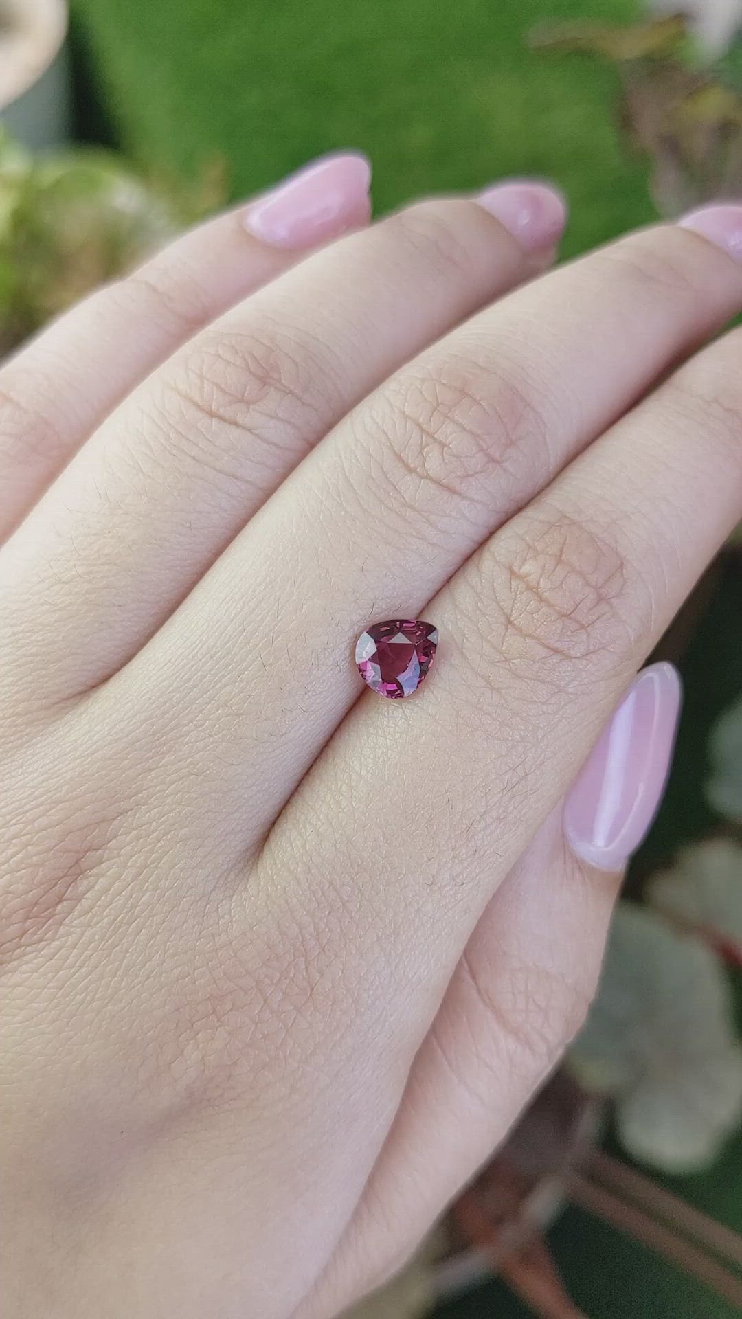 1.13 Ct. Reddish Purple Rhodolite Garnet from Mozambique Size Video