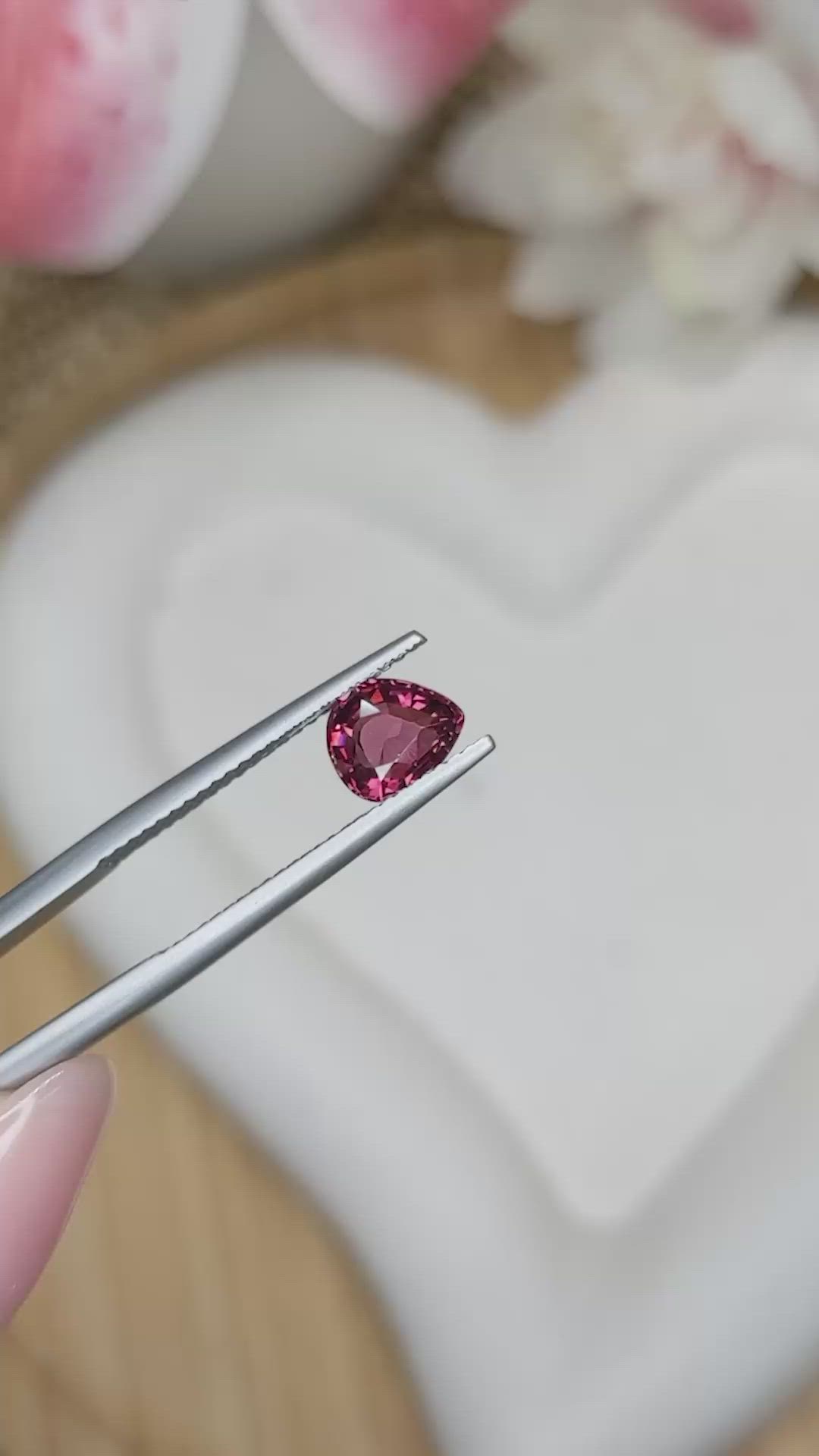 1.13 Ct. Reddish Purple Rhodolite Garnet from Mozambique Size Video