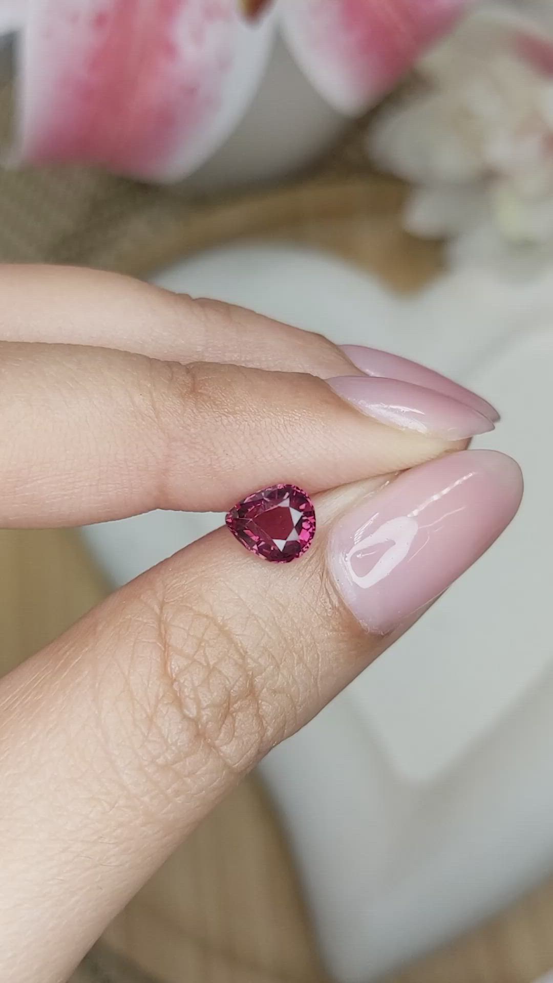 1.13 Ct. Reddish Purple Rhodolite Garnet from Mozambique Size Video