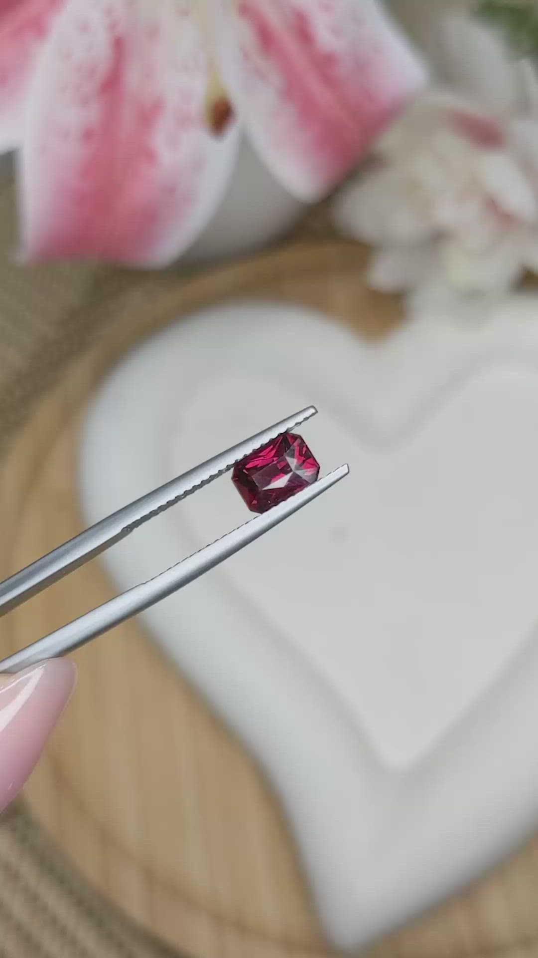 1.61 Ct. Purplish Red Rhodolite Garnet from Mozambique Size Video