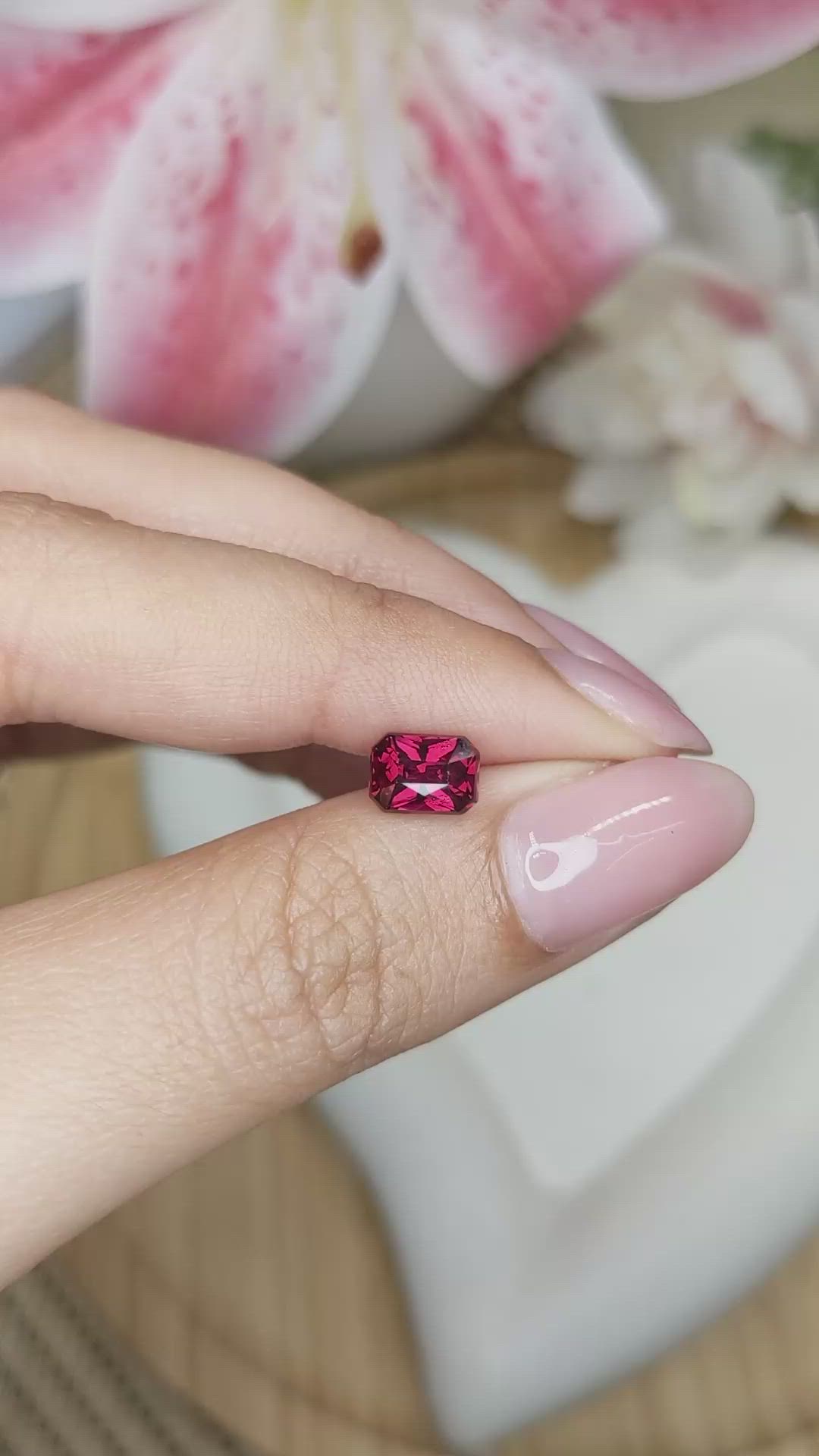 1.61 Ct. Purplish Red Rhodolite Garnet from Mozambique Size Video