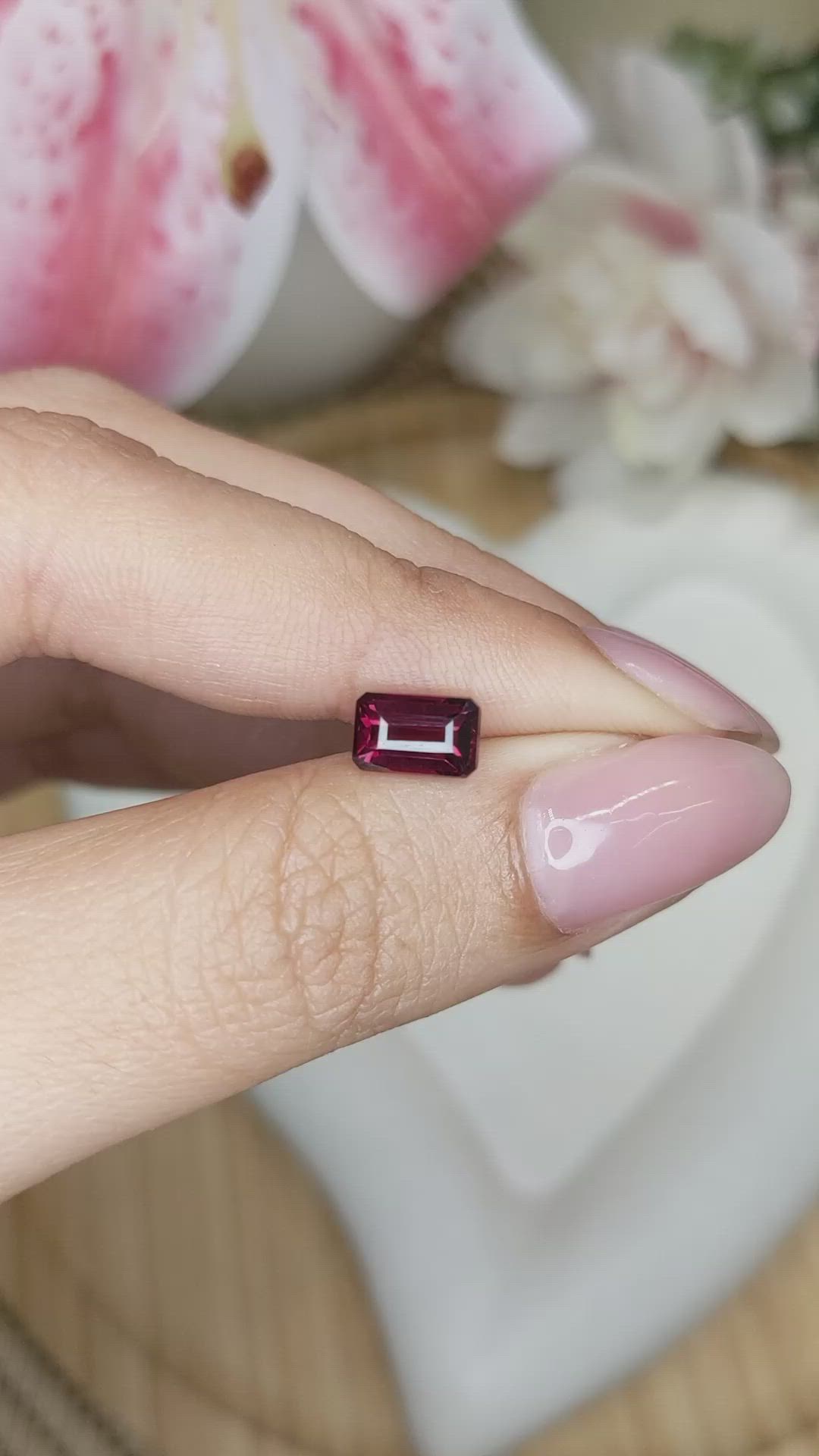 1.53 Ct. Purplish Red Rhodolite Garnet from Mozambique Size Video