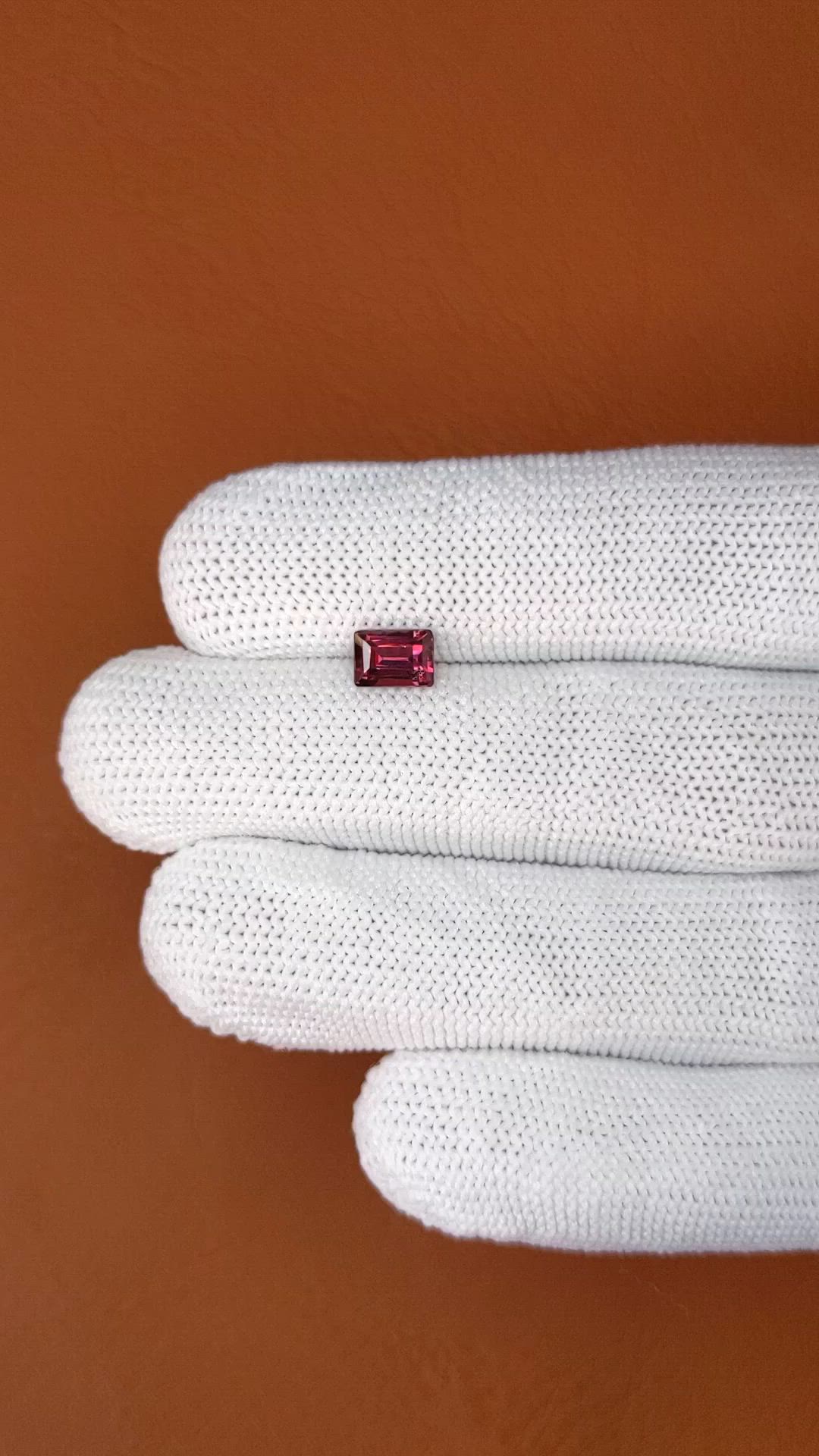 1.01 Ct. Purplish Red Rhodolite Garnet from Mozambique Size Video