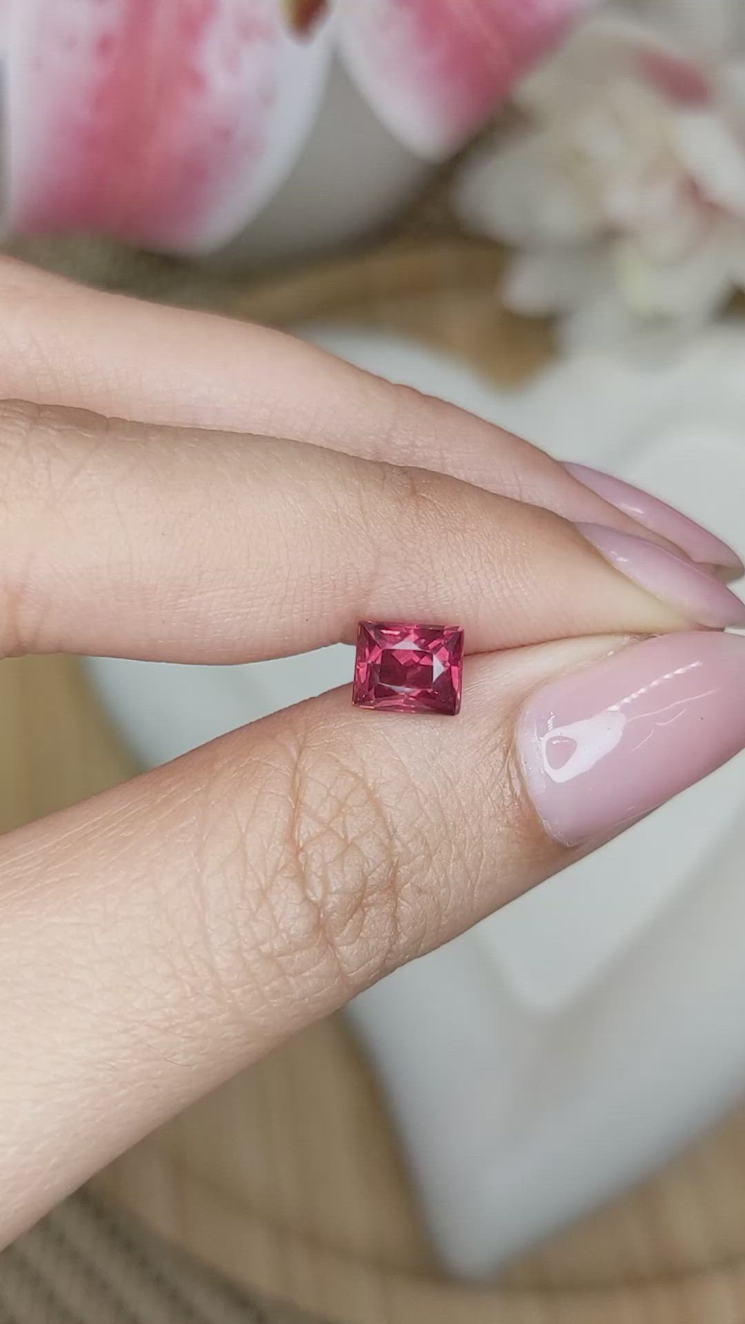 1.30 Ct. Red Rhodolite Garnet from Mozambique Size Video