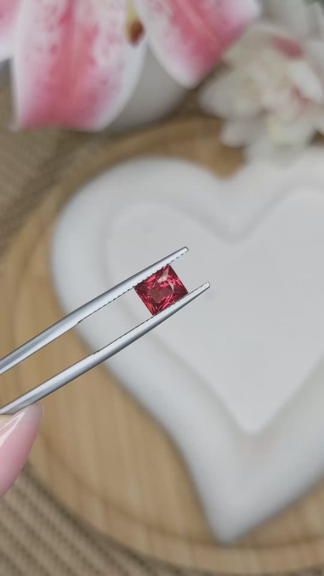 1.30 Ct. Red Rhodolite Garnet from Mozambique Size Video