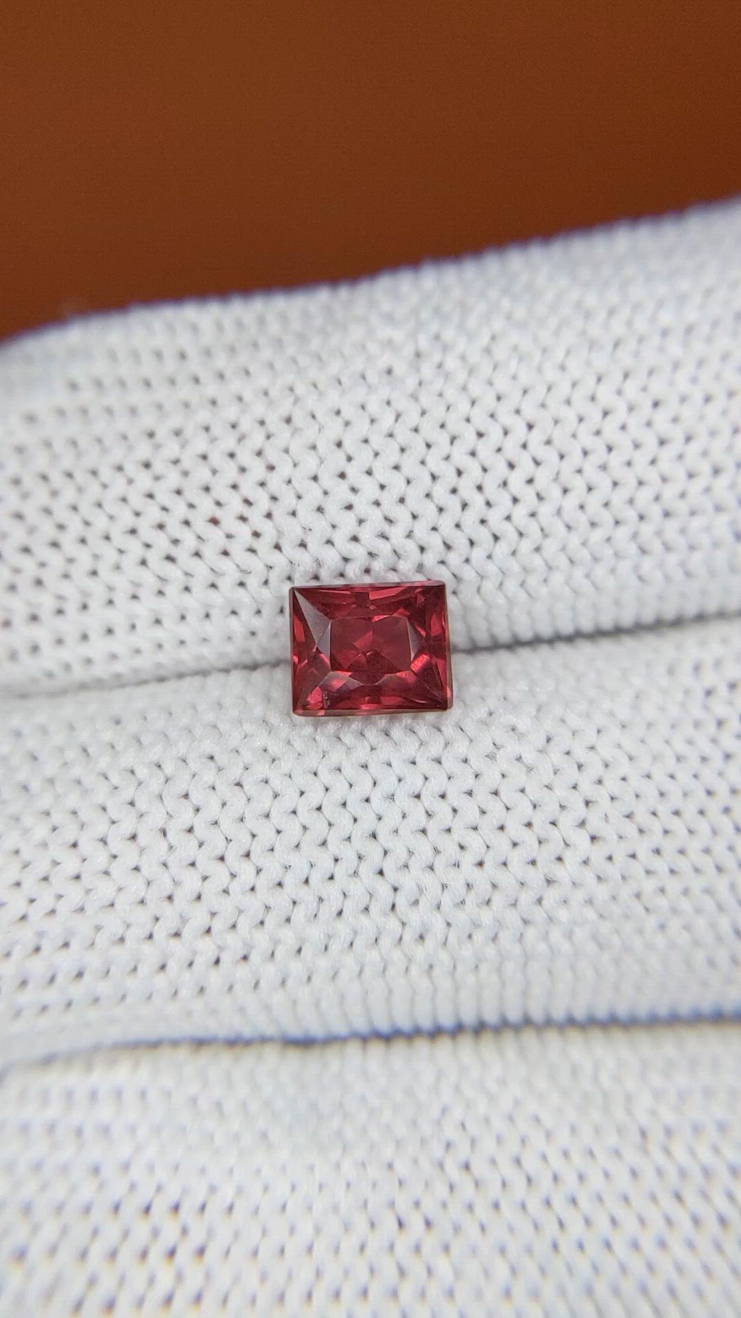 1.30 Ct. Red Rhodolite Garnet from Mozambique Size Video