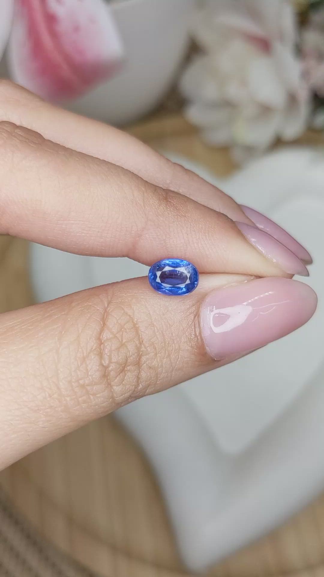 1.37 Ct. Blue Kyanite from Brazil Size Video
