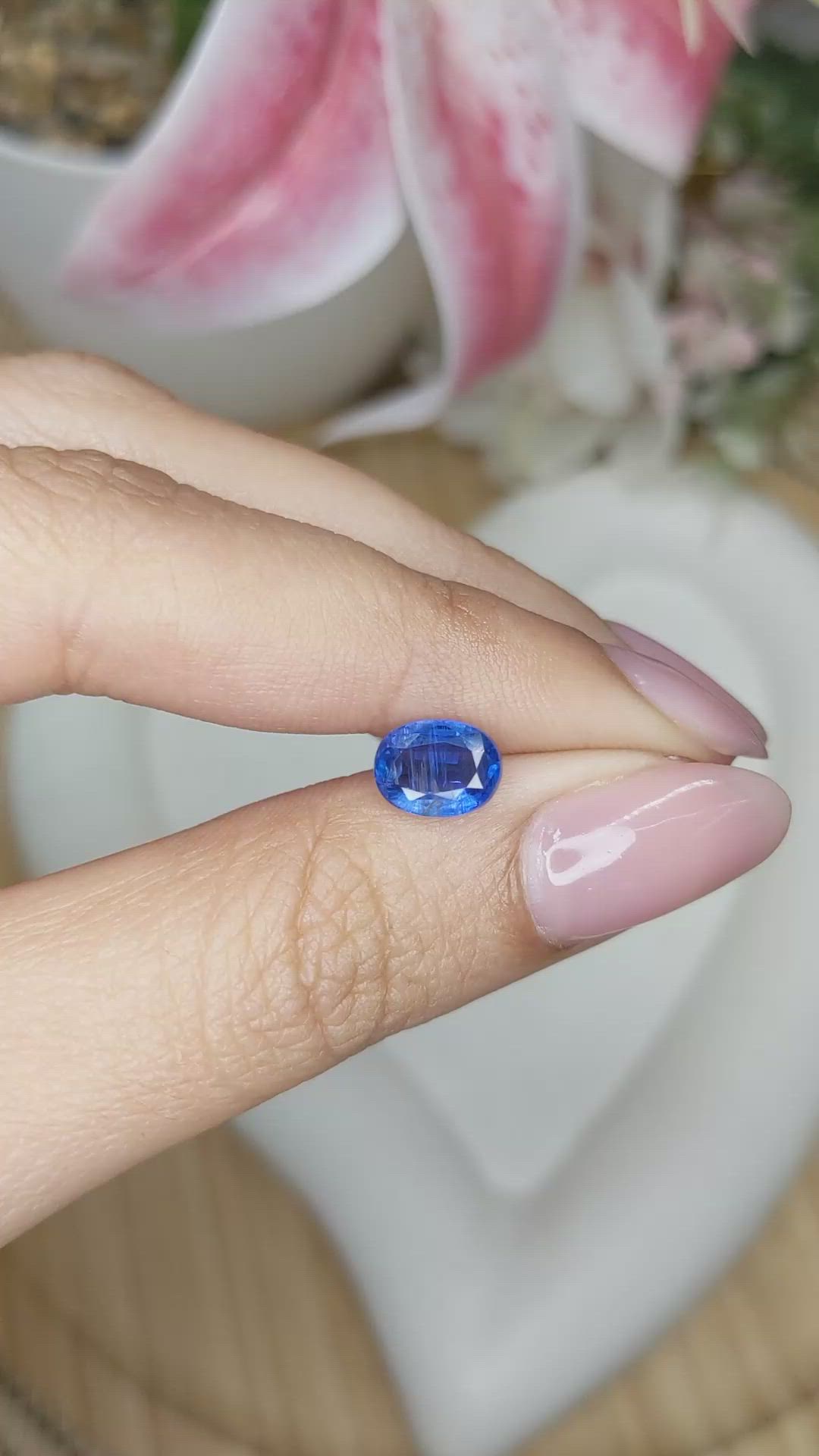 1.66 Ct. Blue Kyanite from Brazil Size Video
