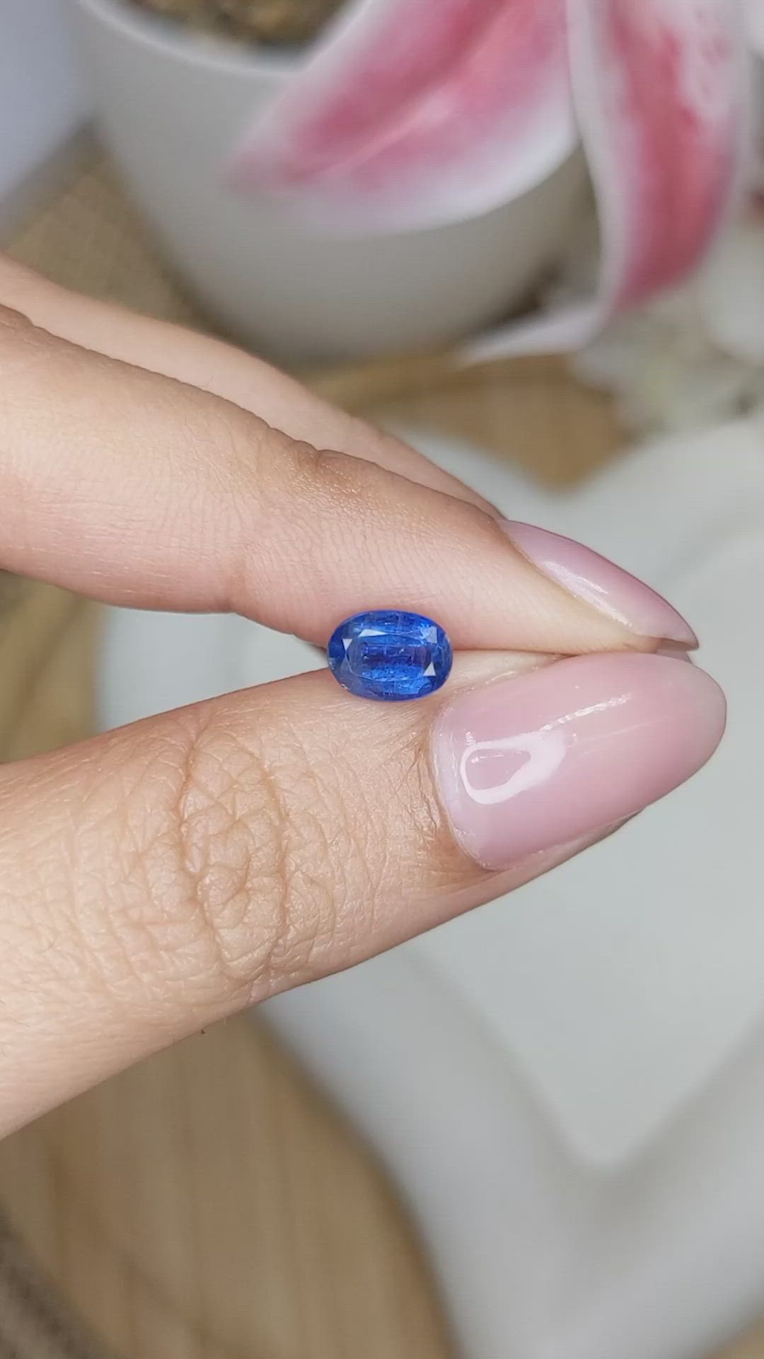 1.29 Ct. Blue Kyanite from Brazil Size Video