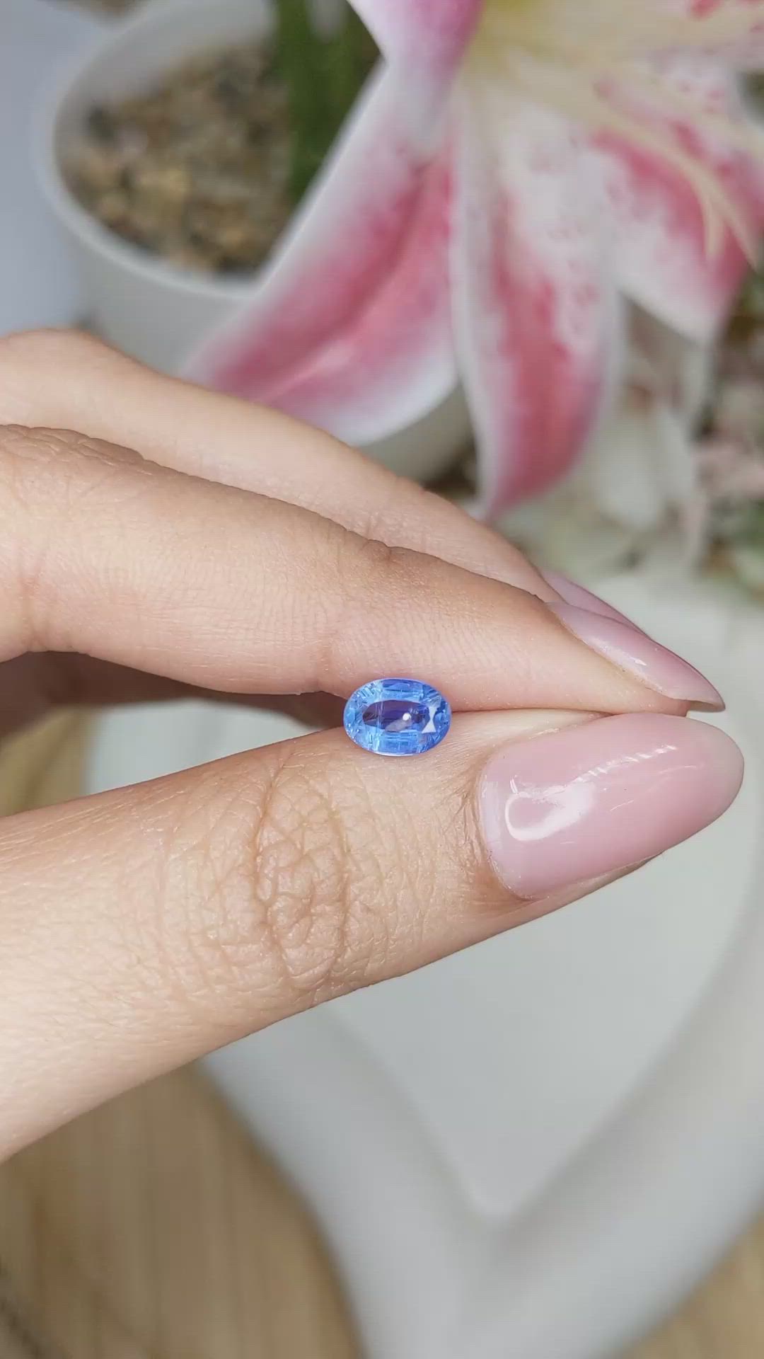 1.12 Ct. Blue Kyanite from Brazil Size Video