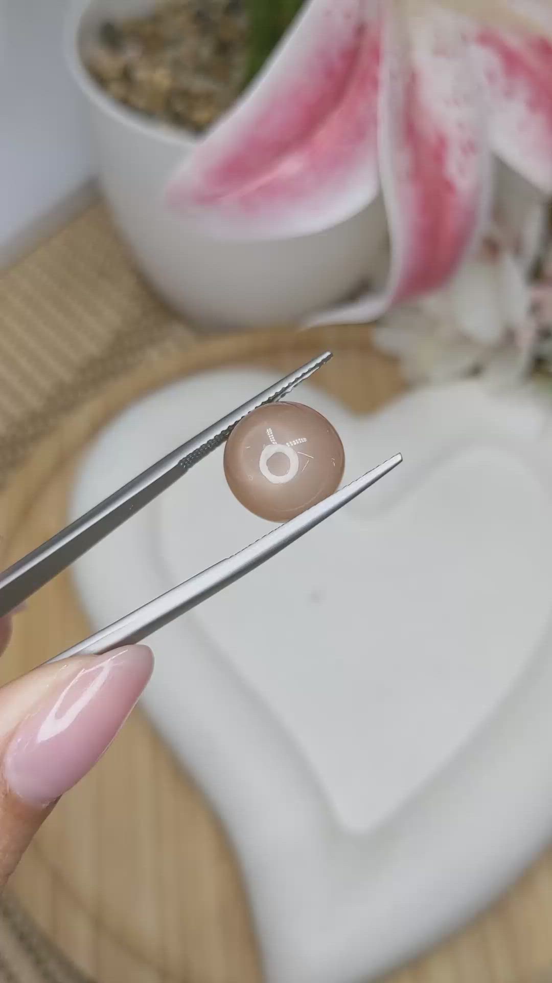8.93 Ct. Brown Cabochon Moonstone from Ceylon (Sri Lanka) Size Video