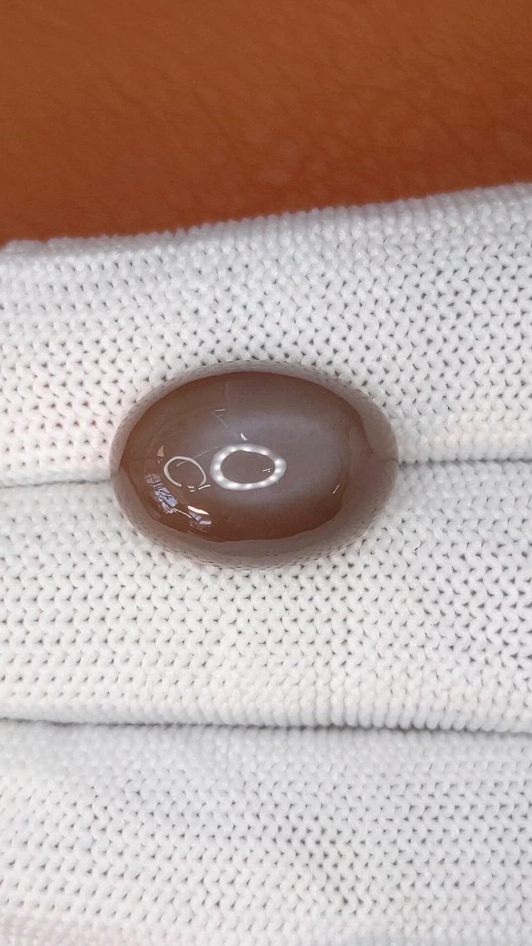 14.34 Ct. Brown Cabochon Moonstone from Ceylon (Sri Lanka) Size Video