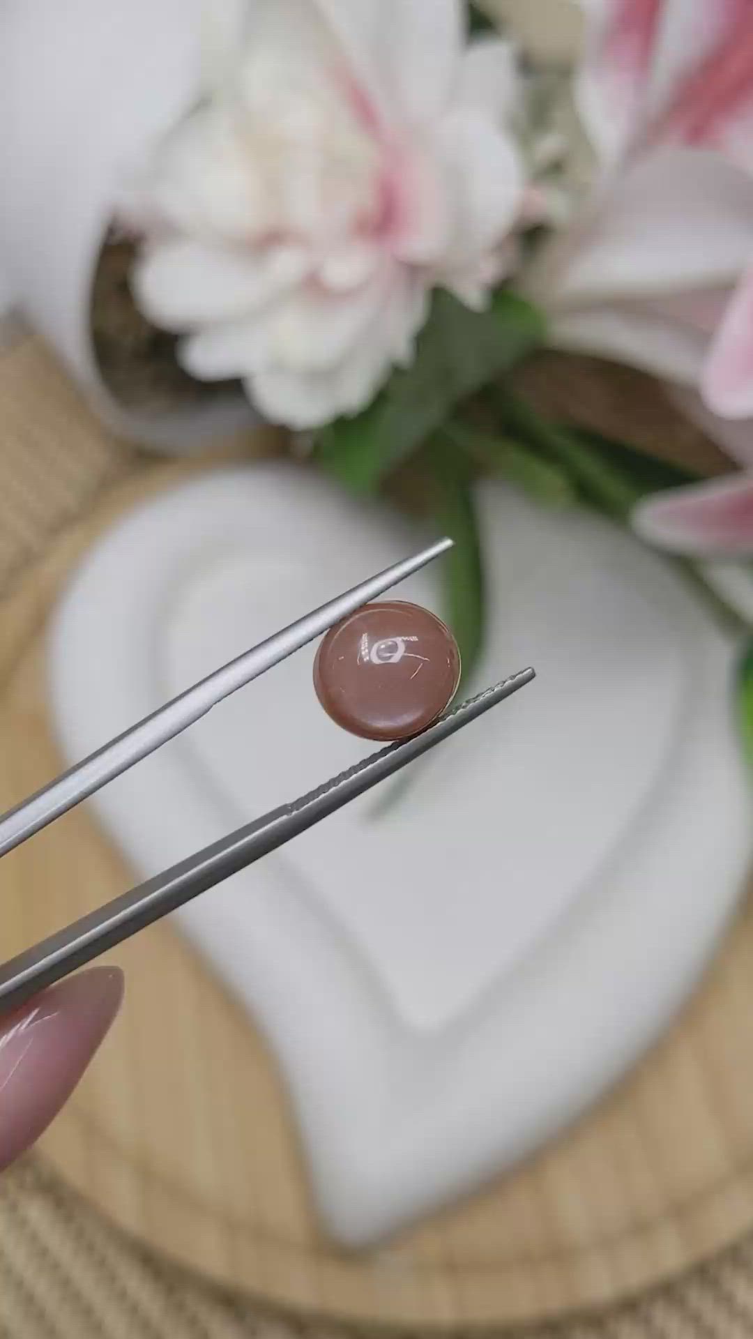 3.78 Ct. Peach Cabochon Moonstone from Ceylon (Sri Lanka) Size Video