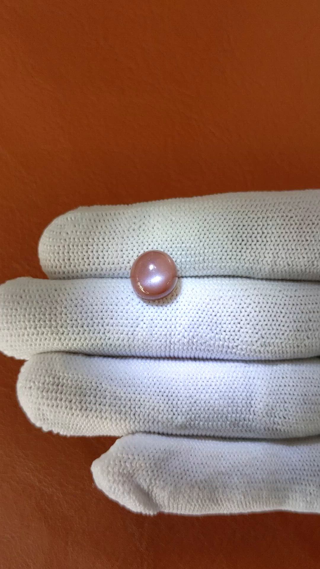3.78 Ct. Peach Cabochon Moonstone from Ceylon (Sri Lanka) Size Video