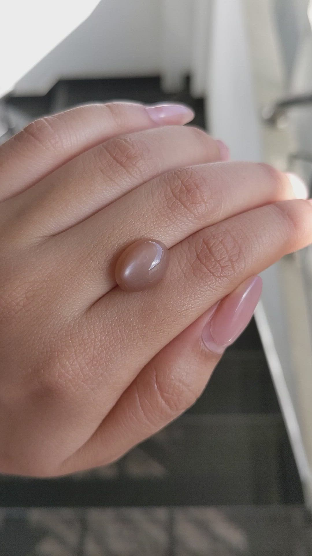 7.07 Ct. Peach Cabochon Moonstone from Ceylon (Sri Lanka) Size Video