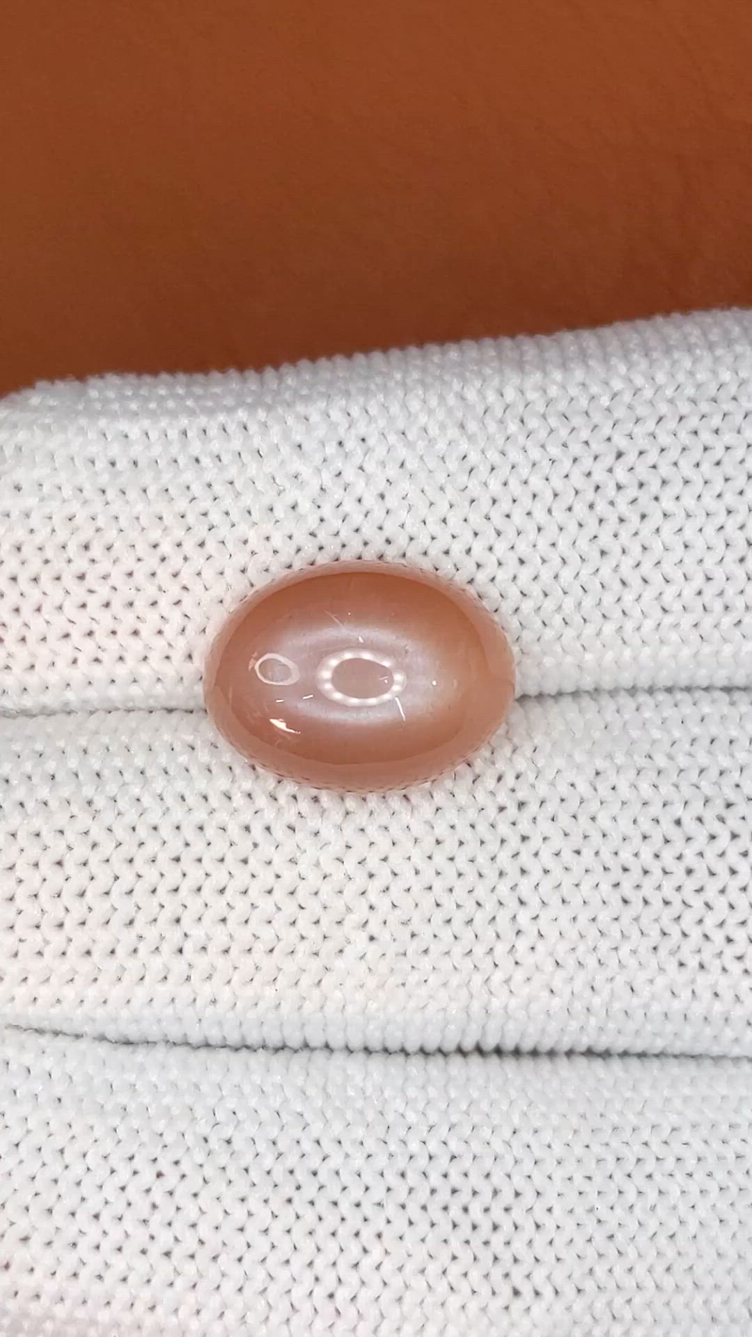 7.07 Ct. Peach Cabochon Moonstone from Ceylon (Sri Lanka) Size Video