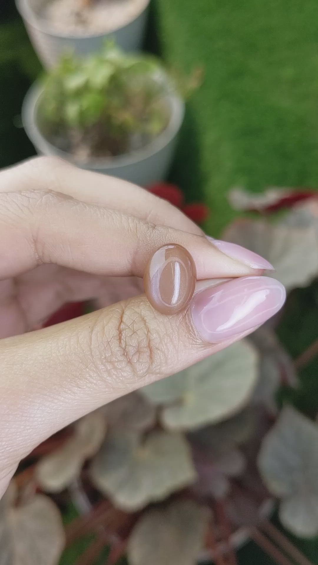 6.41 Ct. Peach Cabochon Moonstone from Ceylon (Sri Lanka) Size Video