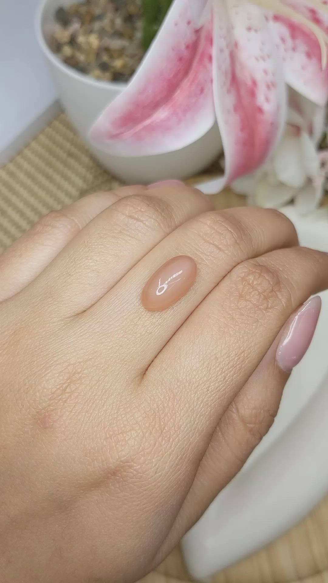 5.45 Ct. Peach Cabochon Moonstone from Ceylon (Sri Lanka) Size Video