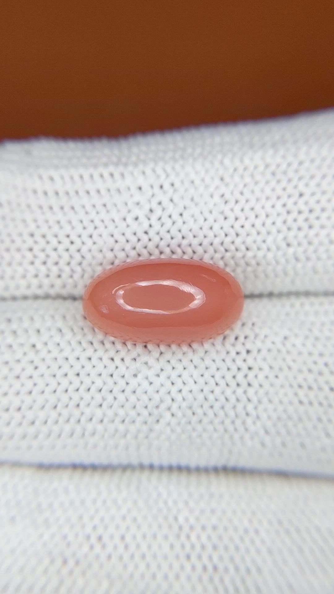 5.45 Ct. Peach Cabochon Moonstone from Ceylon (Sri Lanka) Size Video