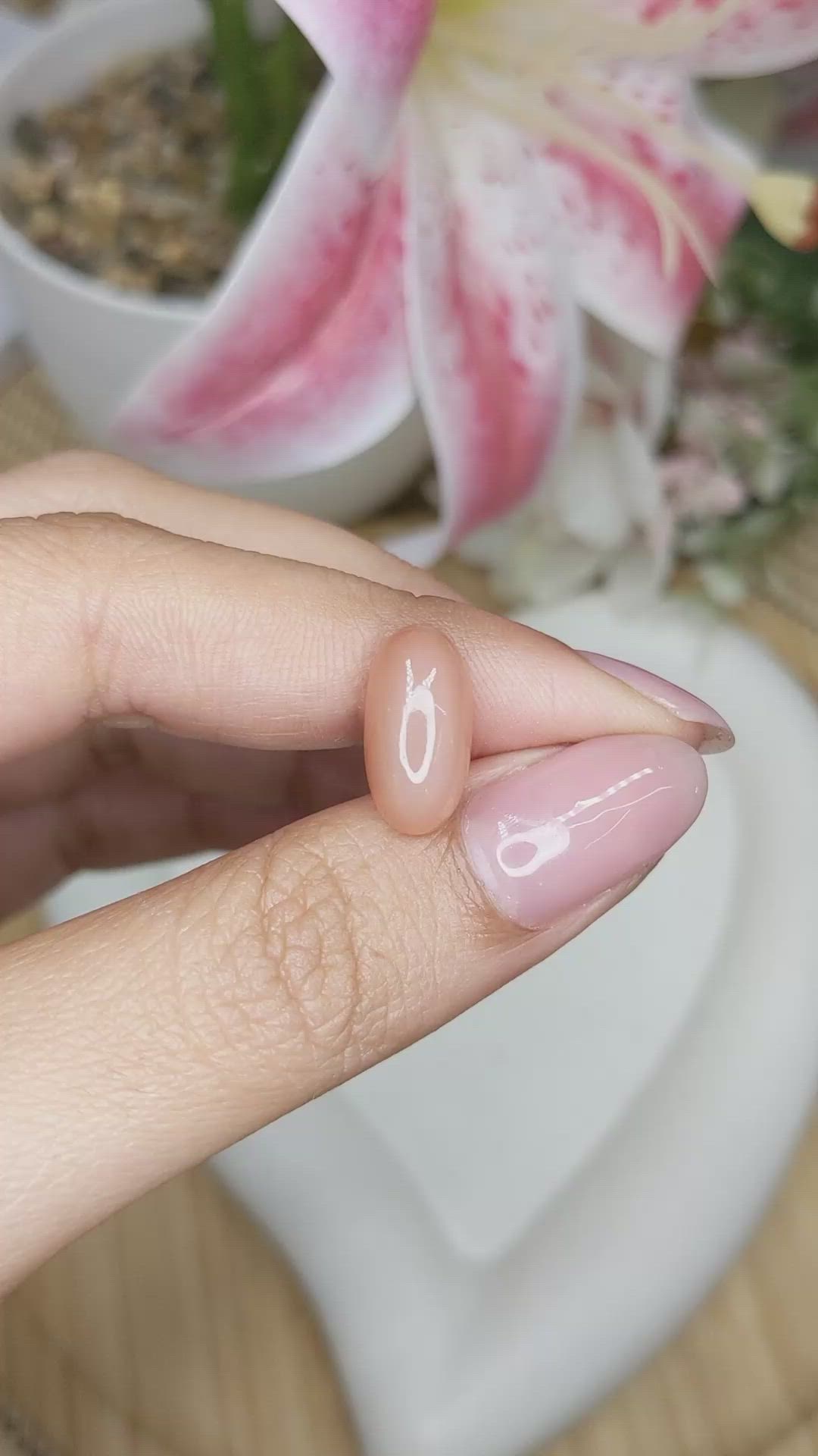 5.45 Ct. Peach Cabochon Moonstone from Ceylon (Sri Lanka) Size Video