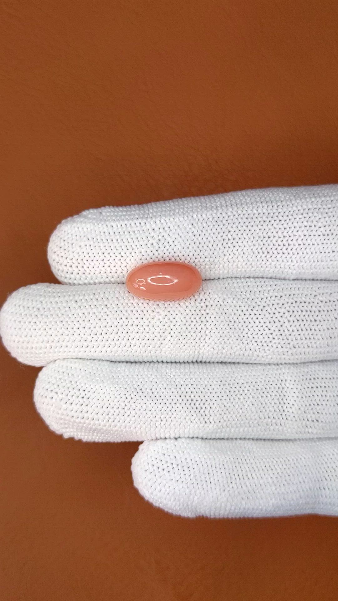 5.45 Ct. Peach Cabochon Moonstone from Ceylon (Sri Lanka) Size Video