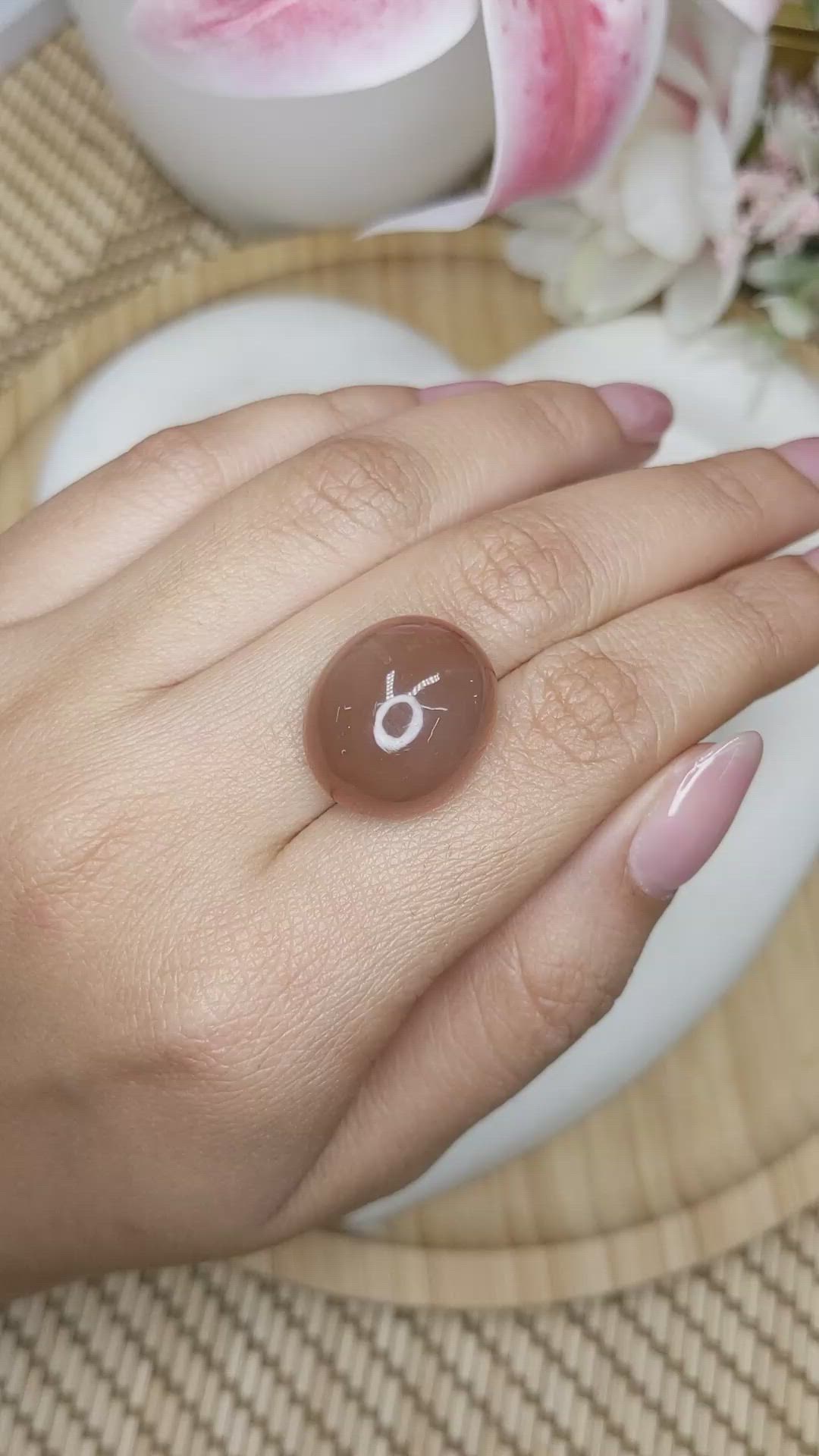 26.46 Ct. Brown Cabochon Moonstone from Ceylon (Sri Lanka) Size Video