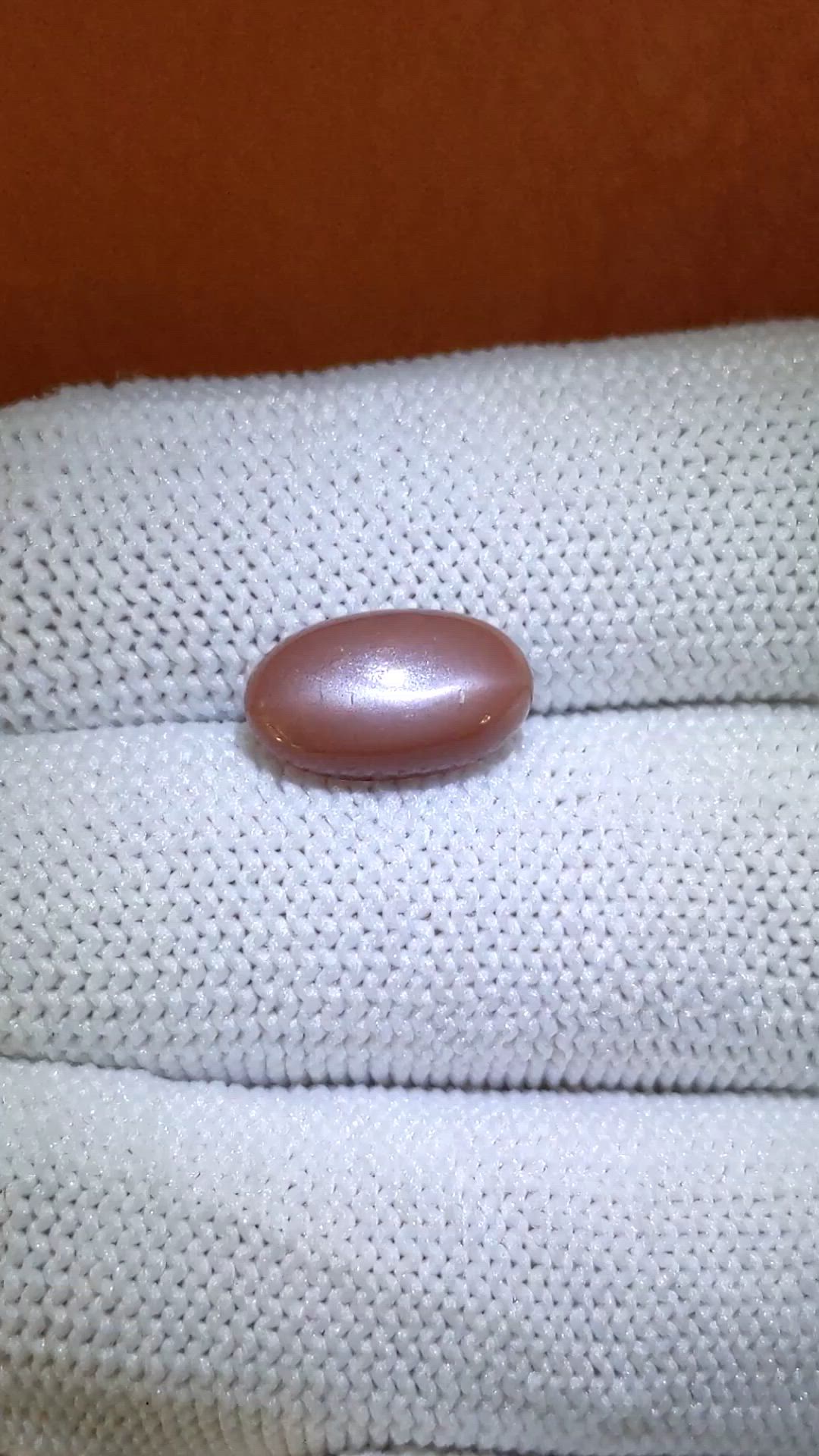 3.04 Ct. Peach Cabochon Moonstone from Ceylon (Sri Lanka) Size Video