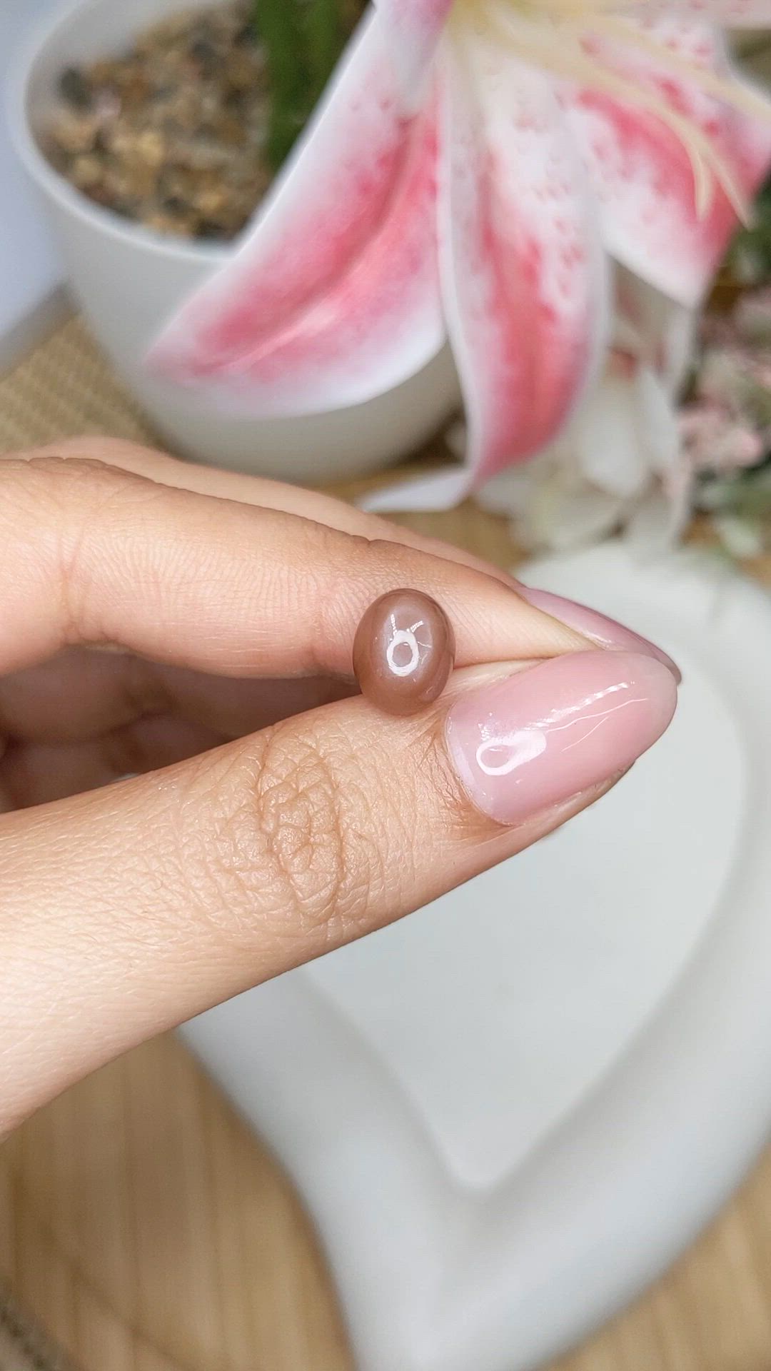3.70 Ct. Brown Cabochon Moonstone from Ceylon (Sri Lanka) Size Video