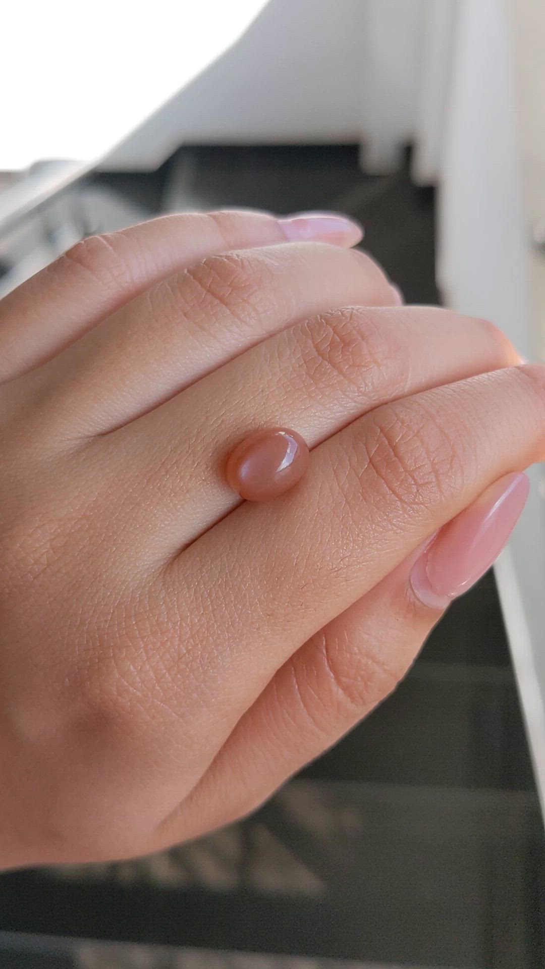 5.17 Ct. Peach Cabochon Moonstone from Ceylon (Sri Lanka) Size Video