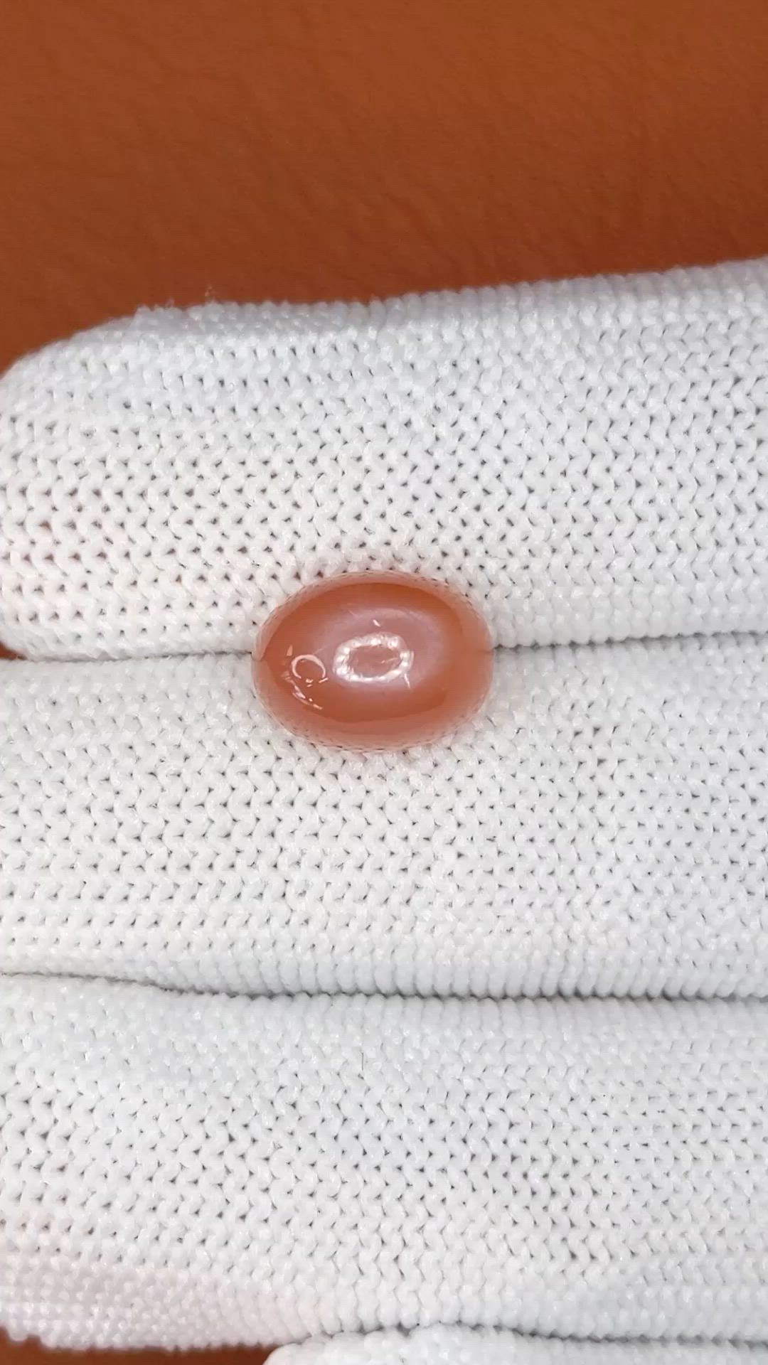 5.17 Ct. Peach Cabochon Moonstone from Ceylon (Sri Lanka) Size Video
