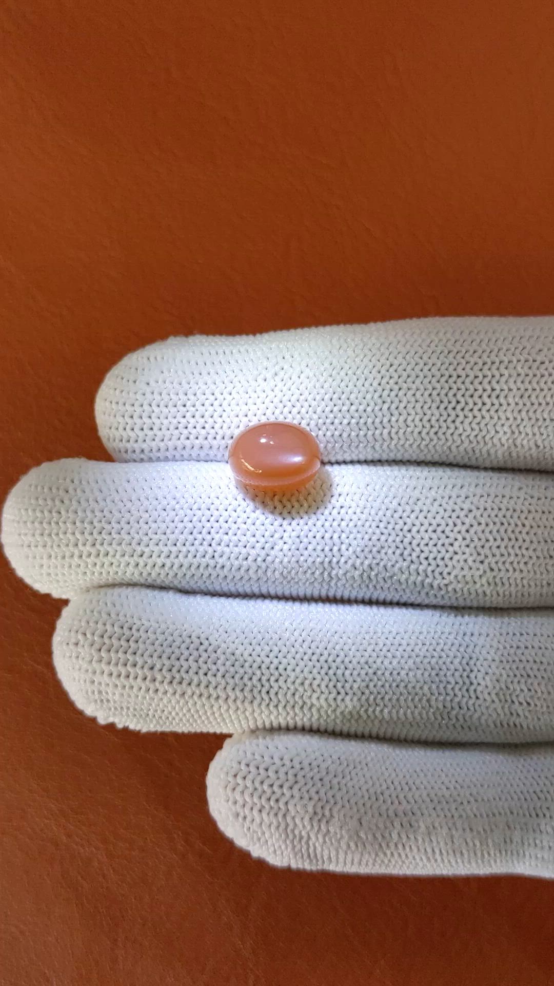 5.17 Ct. Peach Cabochon Moonstone from Ceylon (Sri Lanka) Size Video