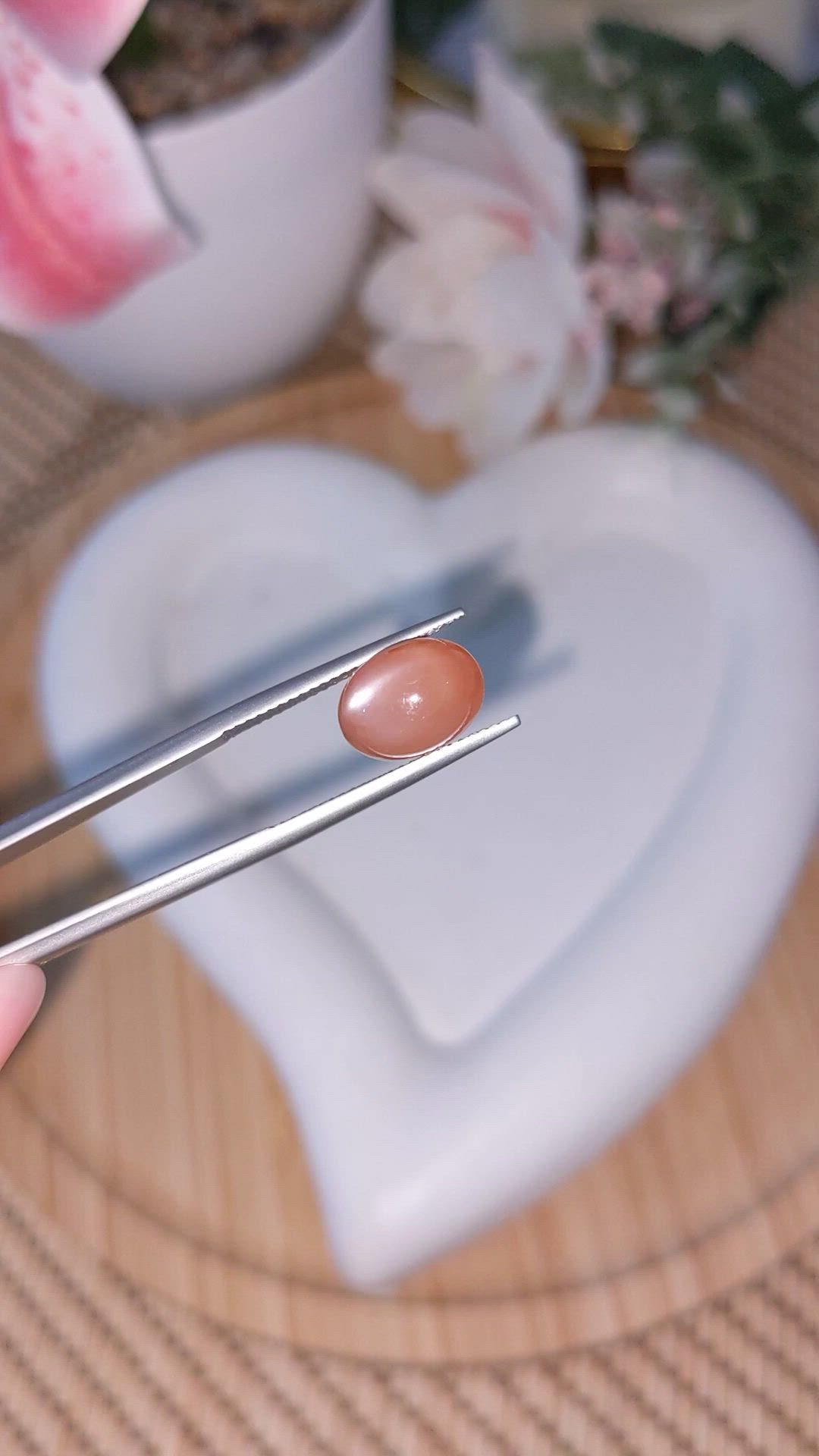 5.17 Ct. Peach Cabochon Moonstone from Ceylon (Sri Lanka) Size Video