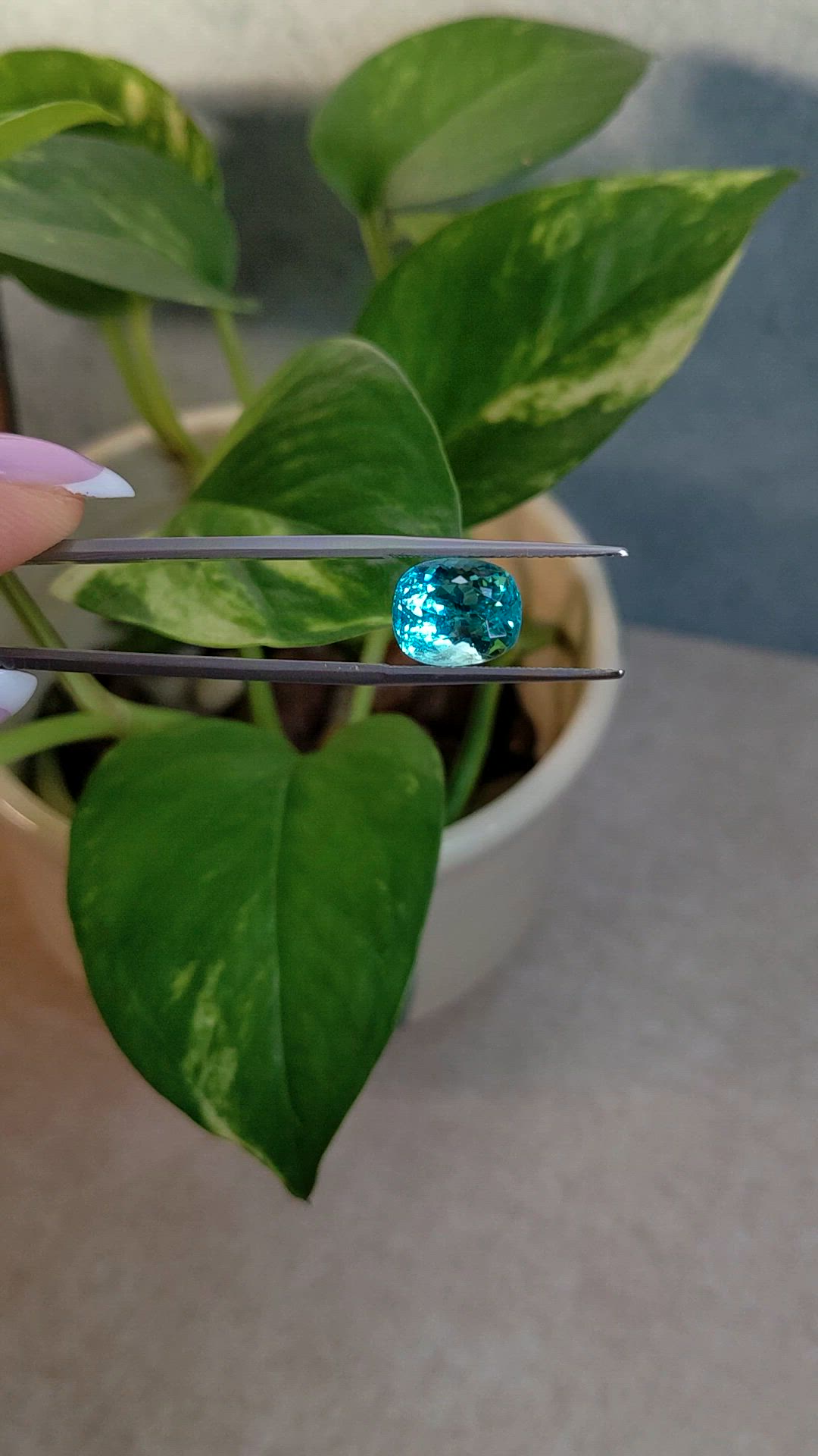 4.79 Ct. Greenish Blue Paraiba Tourmaline from Mozambique Size Video