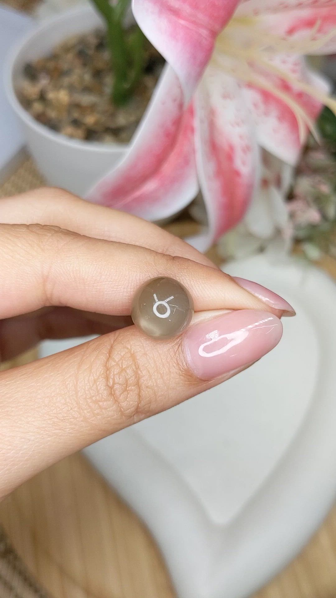 6.82 Ct. Brown Cabochon Moonstone from Ceylon (Sri Lanka) Size Video