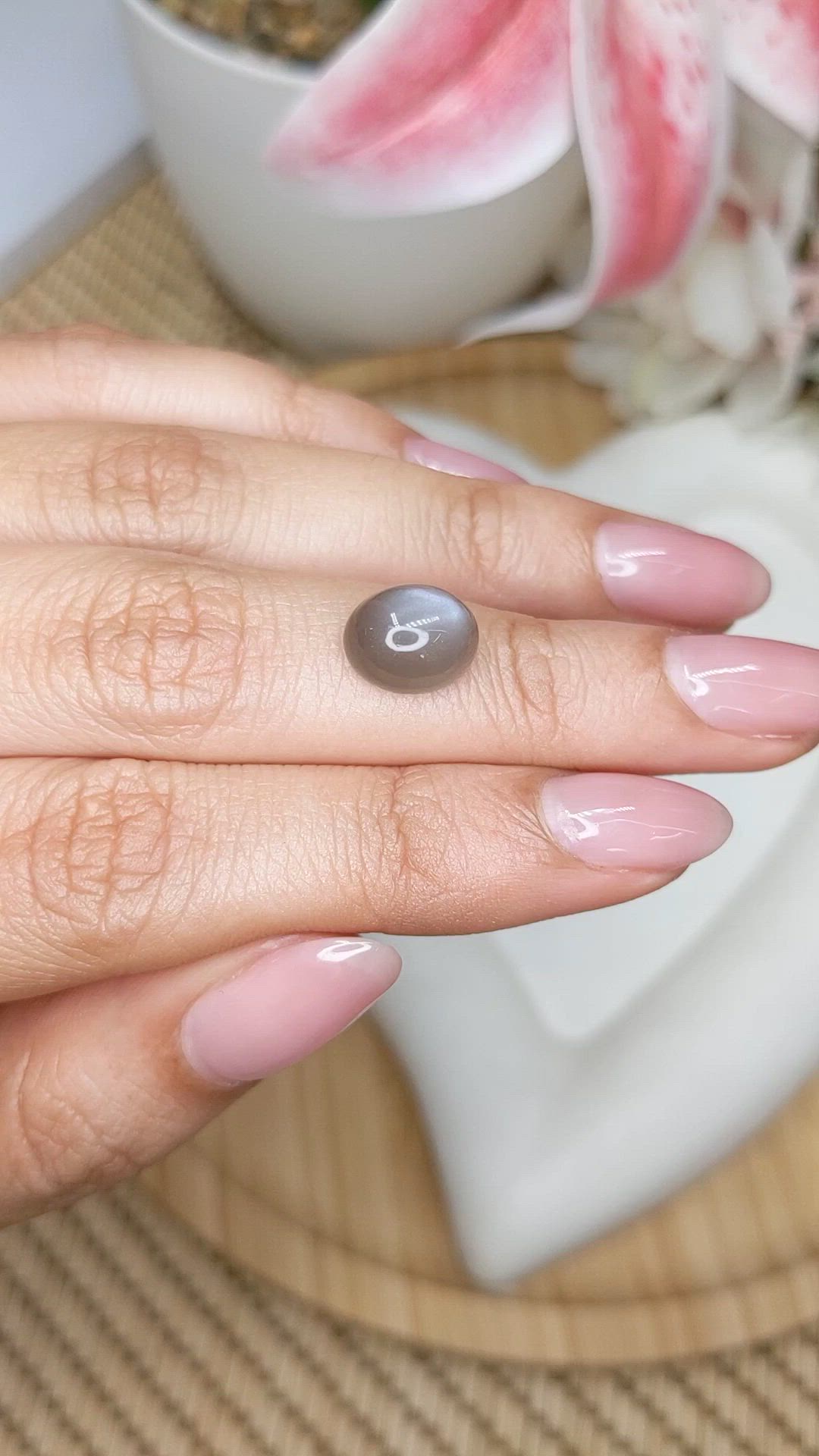 3.77 Ct. Brown Cabochon Moonstone from Ceylon (Sri Lanka) Size Video