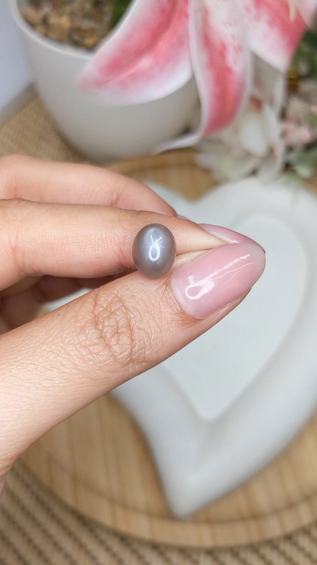 3.77 Ct. Brown Cabochon Moonstone from Ceylon (Sri Lanka) Size Video
