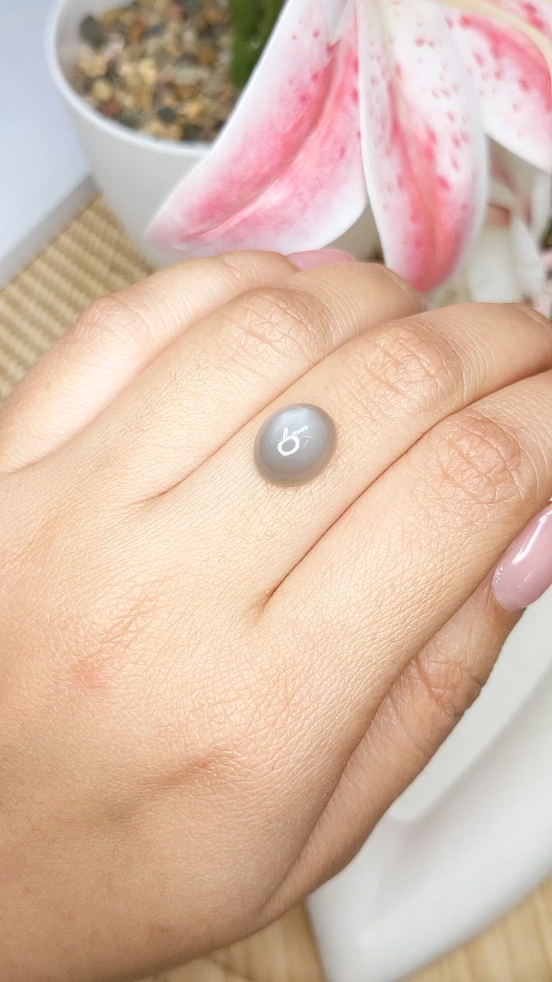 4.79 Ct. Grey Cabochon Moonstone from Ceylon (Sri Lanka) Size Video