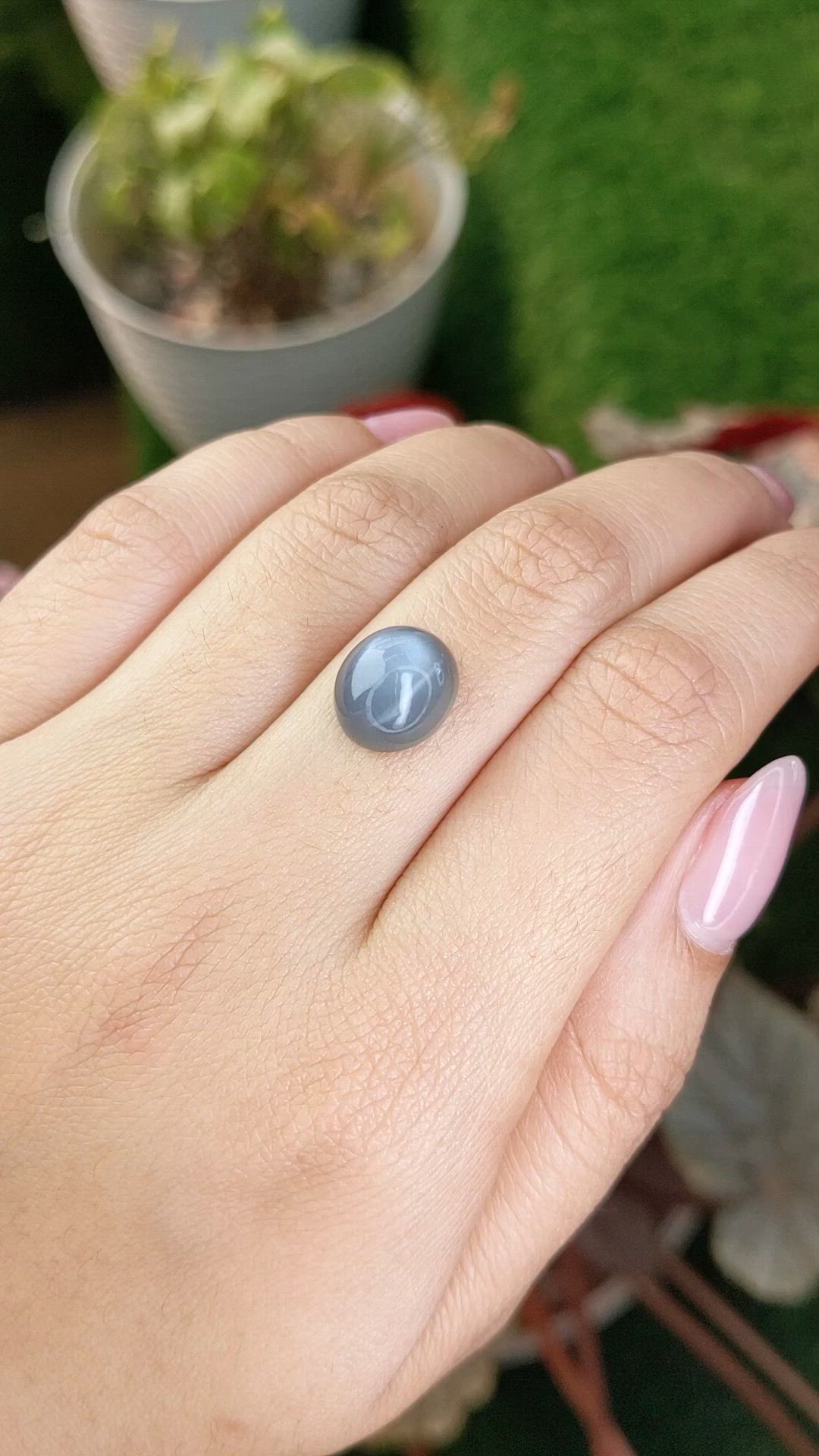5.23 Ct. Grey Cabochon Moonstone from Ceylon (Sri Lanka) Size Video