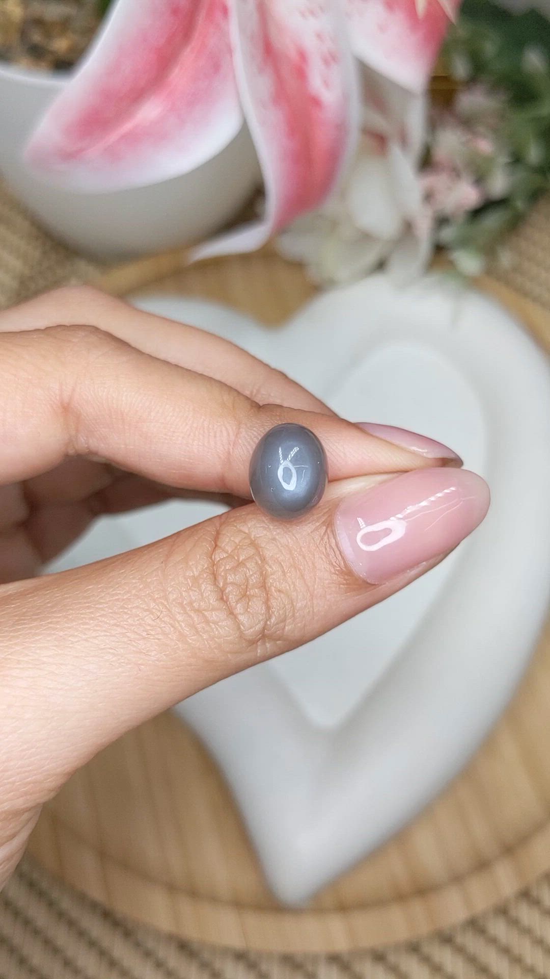 5.25 Ct. Grey Cabochon Moonstone from Ceylon (Sri Lanka) Size Video