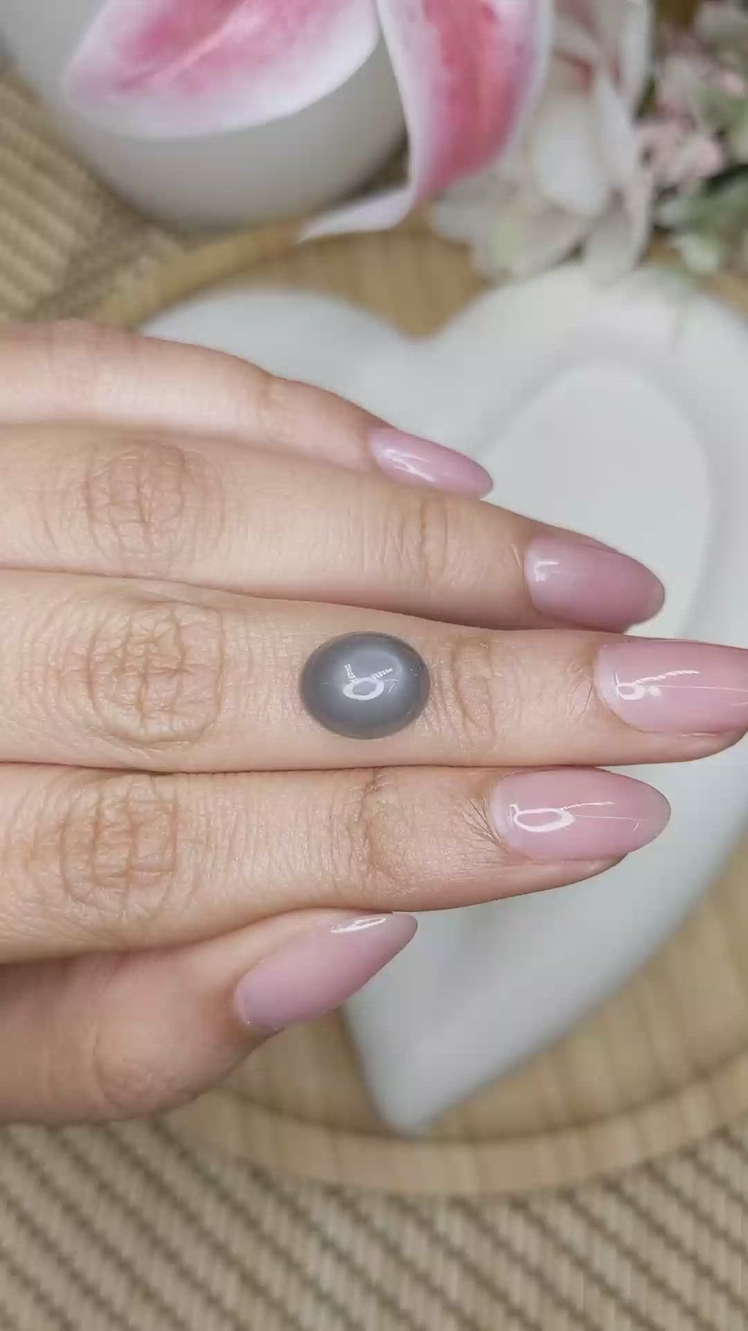 5.25 Ct. Grey Cabochon Moonstone from Ceylon (Sri Lanka) Size Video