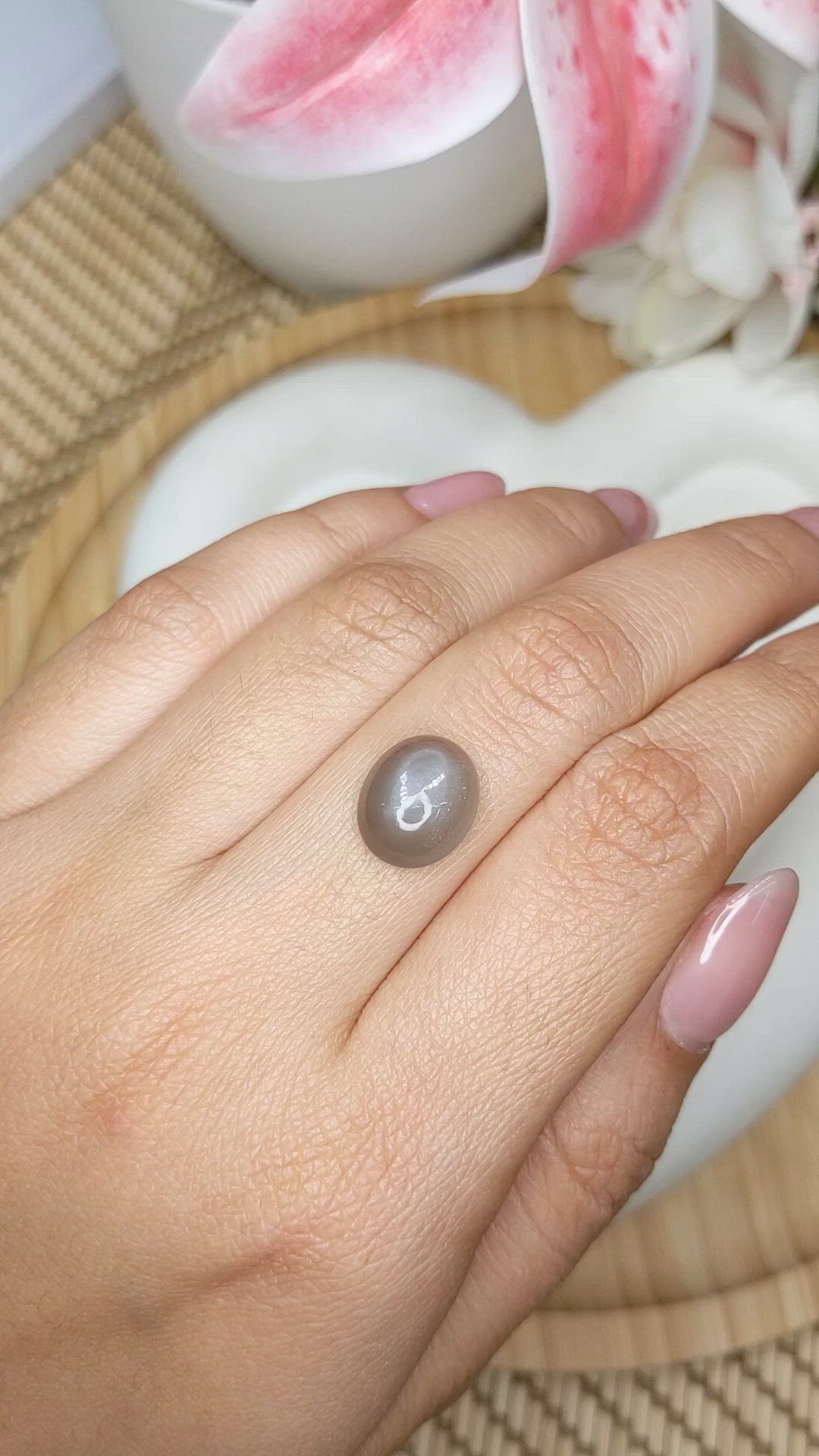 3.78 Ct. Grey Cabochon Moonstone from Ceylon (Sri Lanka) Size Video